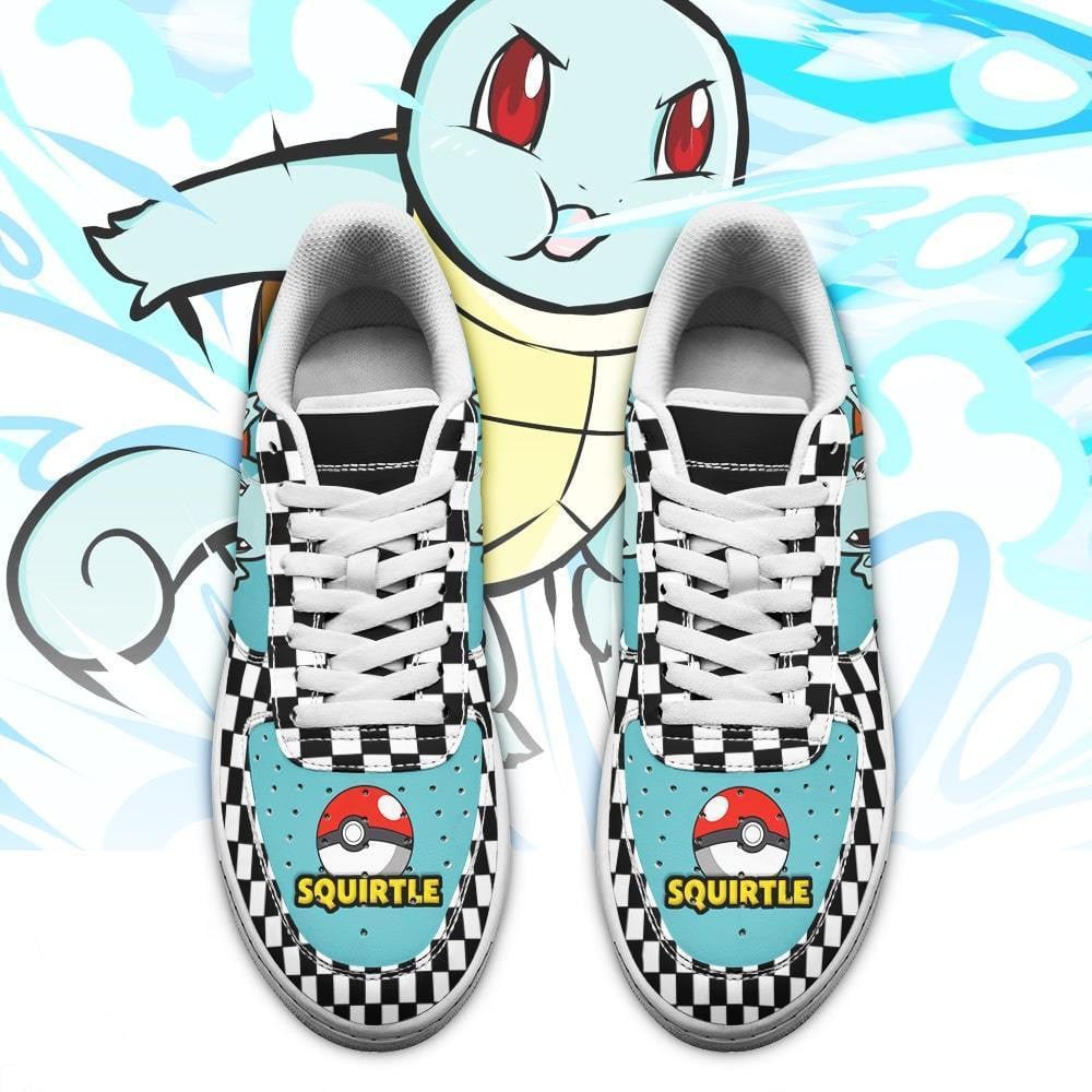 Poke Squirtle Sneakers Checkerboard Custom Pokemon Shoes
