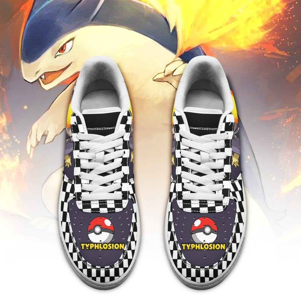 Poke Typhlosion Sneakers Checkerboard Custom Pokemon Shoes