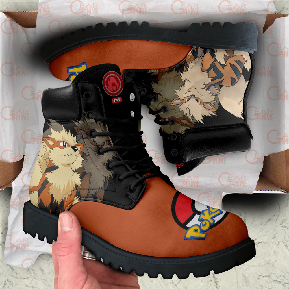 Pokemon Arcanine Boots Anime Custom Shoes