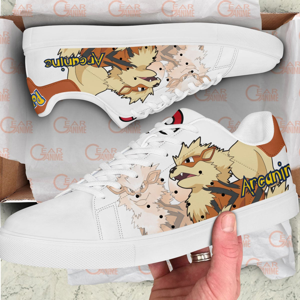 Pokemon Arcanine Skate Sneakers Custom Anime Shoes