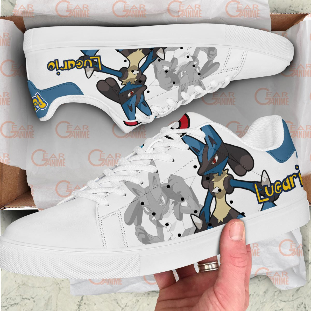 Pokemon Lucario Skate Sneakers Custom Anime Shoes