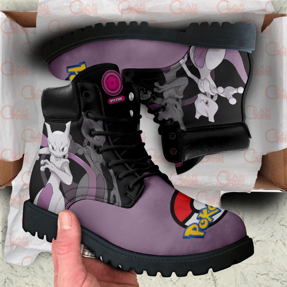 Pokemon Mewtwo Boots Anime Custom Shoes