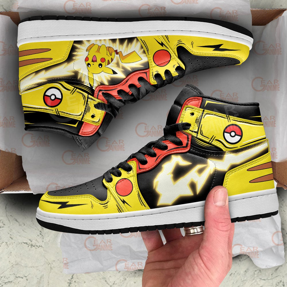 Pokemon Pikachu Thunderbolt JD1s Sneakers Anime Shoes, Air Jordan Hightop