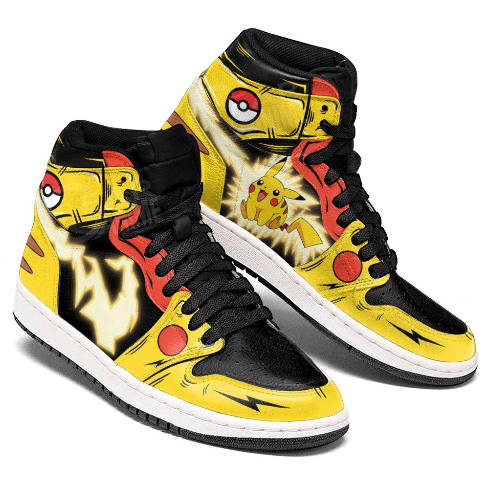 Pokemon Pikachu Thunderbolt JD1s Sneakers Anime Shoes, Air Jordan Hightop