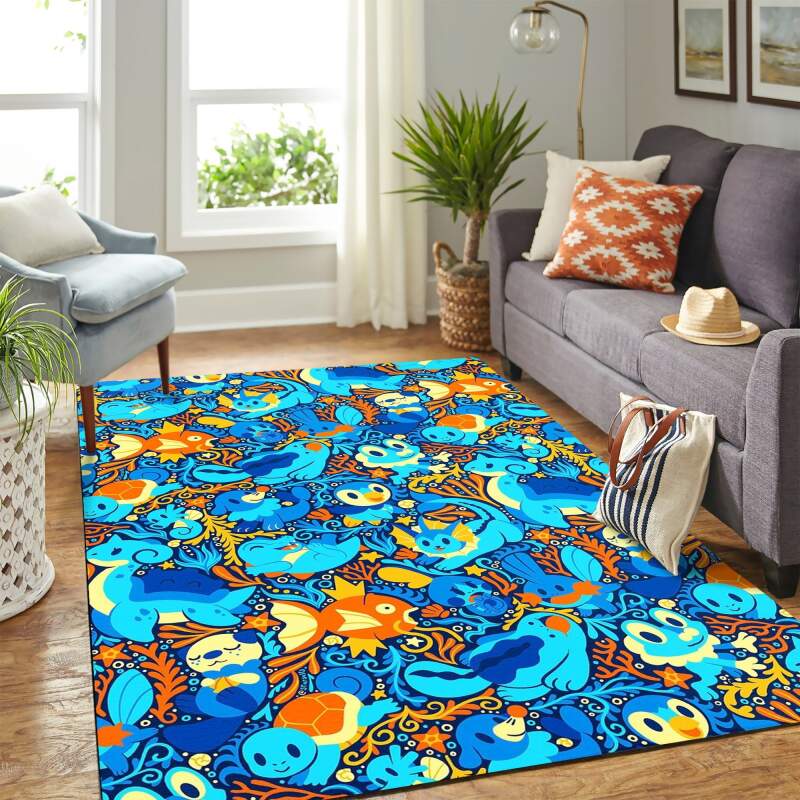 Pokemon Water Blue New Carpet Floor Area Rectangle Rug