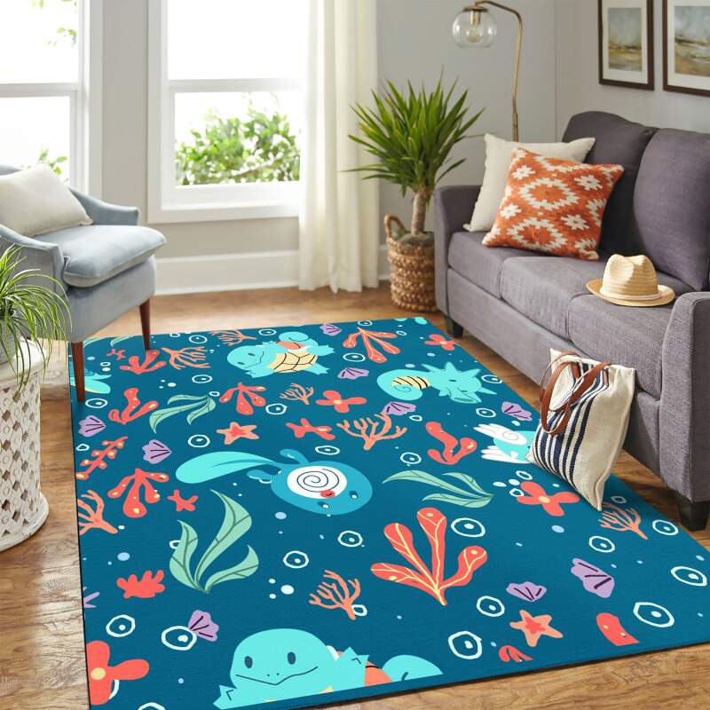 Pokemon Water Carpet Floor Area Rectangle Rug