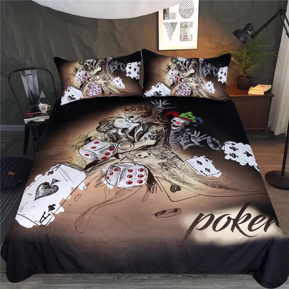 Poker Couplekull 3D Customized Duvet Cover Bedding Set