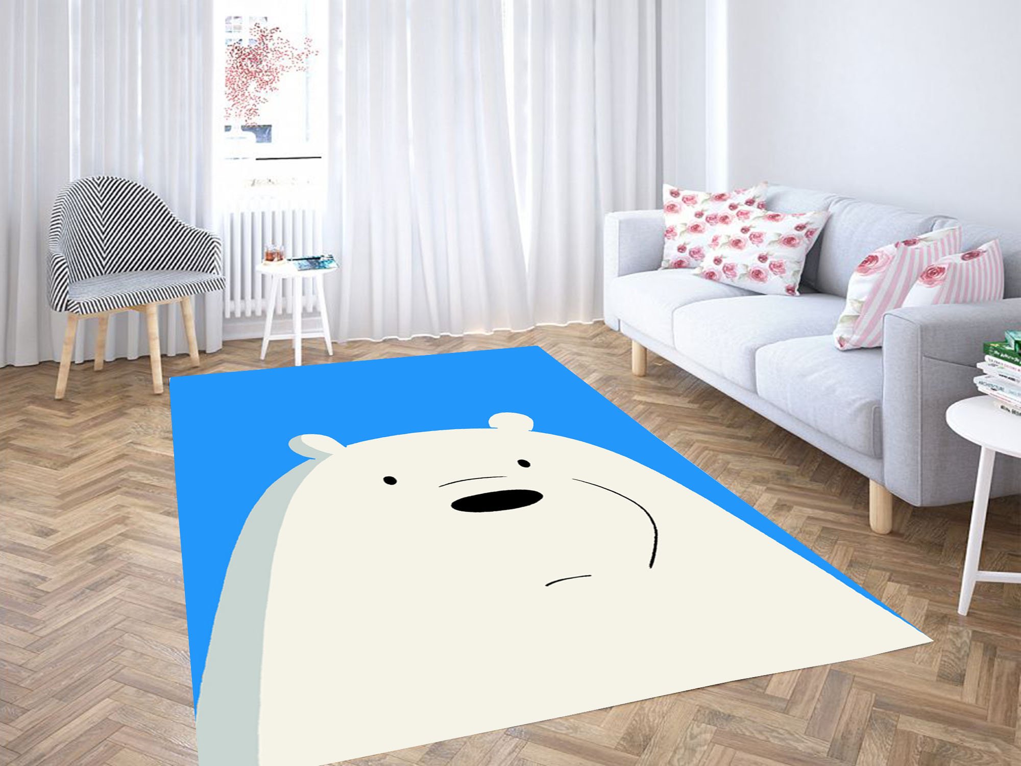 Poker Face Ice Bear Carpet Rectangle Rug