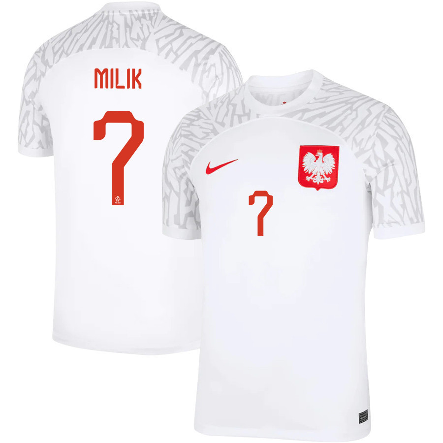Poland National Team 2022-23 Qatar World Cup Arkadiusz Milik 7 Home Men Soccer Jersey – White