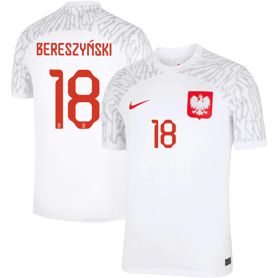 Poland National Team 2022-23 Qatar World Cup Bartosz Bereszynski 18 Home Men Soccer Jersey – White
