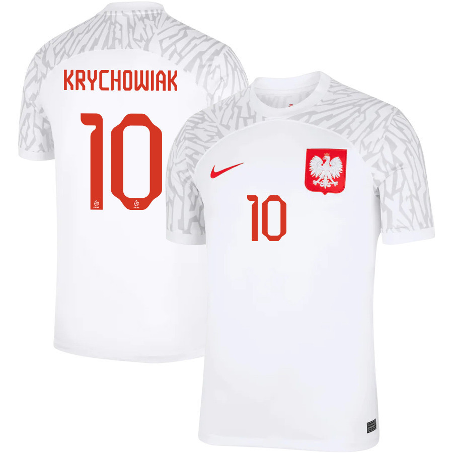 Poland National Team 2022-23 Qatar World Cup Grzegorz Krychowiak 10 Home Men Soccer Jersey – White