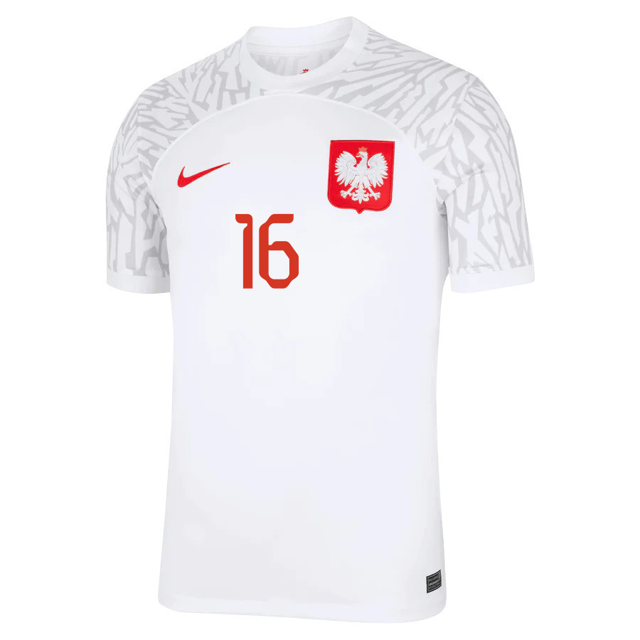 Poland National Team 2022-23 Qatar World Cup Jakub Moder 16 Home Men Soccer Jersey – White