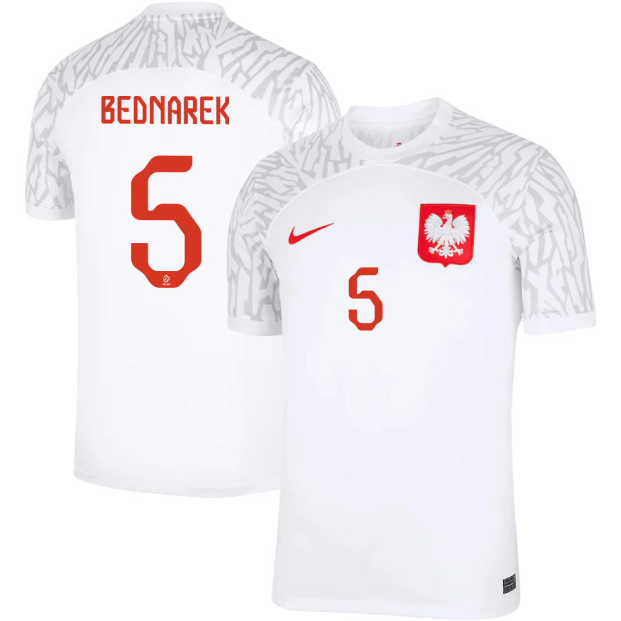Poland National Team 2022-23 Qatar World Cup Jan Bednarek 5 Home Men Soccer Jersey – White