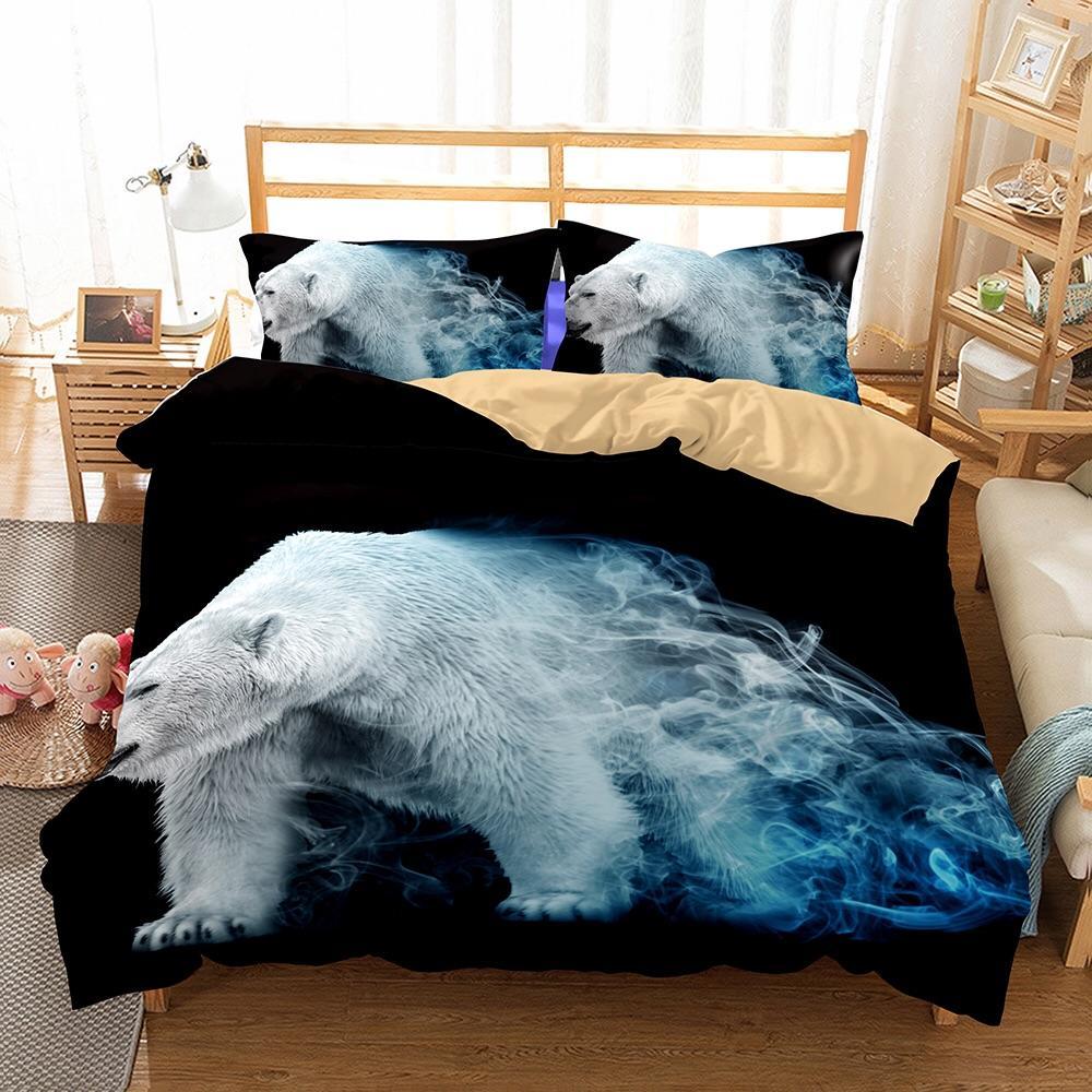 Polar Bear Out Of Themoke 3D Customized Duvet Cover Bedding Set