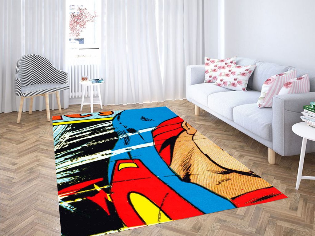 Pop Art Comic Superman Living Room Modern Carpet Rectangle Rug