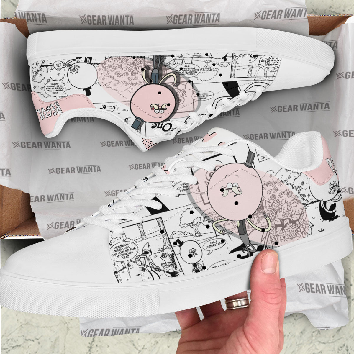 Pops Maellard Regular Show Skate Shoes Custom Comic Style