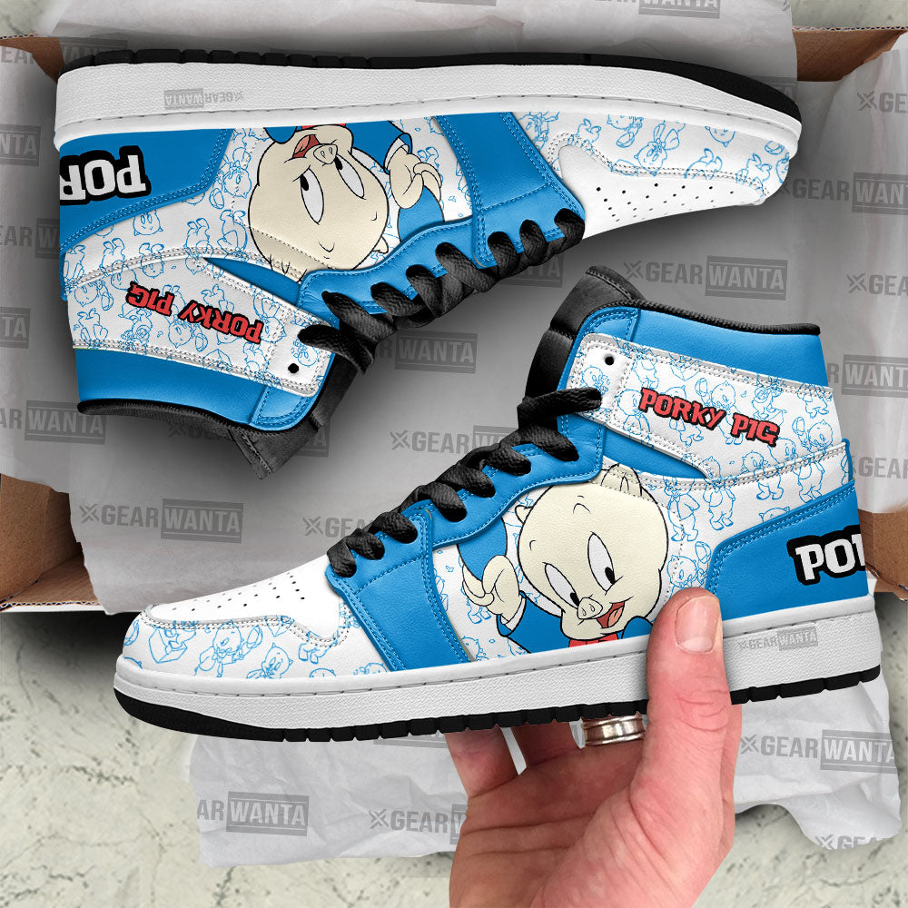 Porky Pig J1 Shoes For Cartoon Fans Sneakers, Air Jordan Hightop