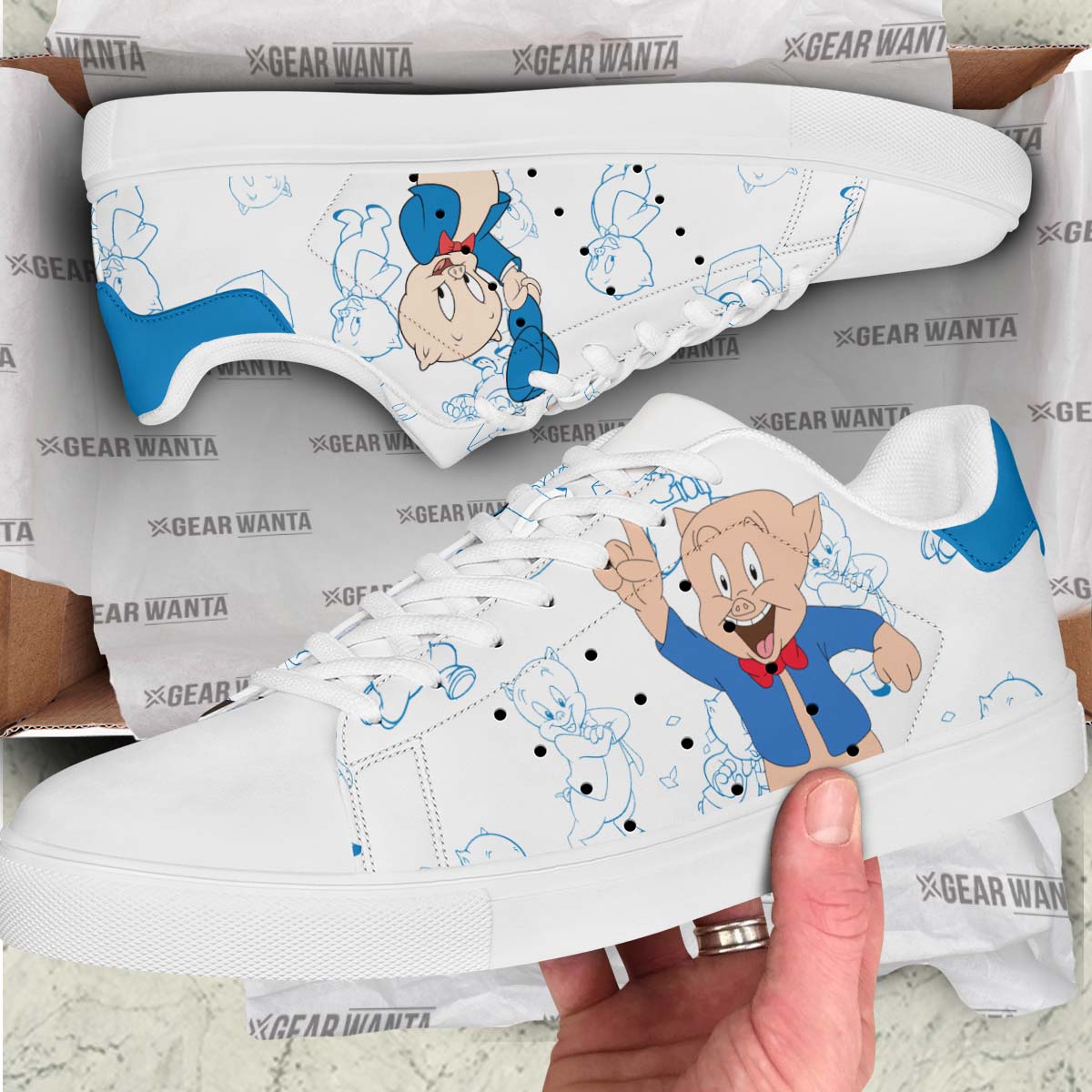 Porky Pig Skate Shoes Custom Looney Tunes Cartoon Sneakers