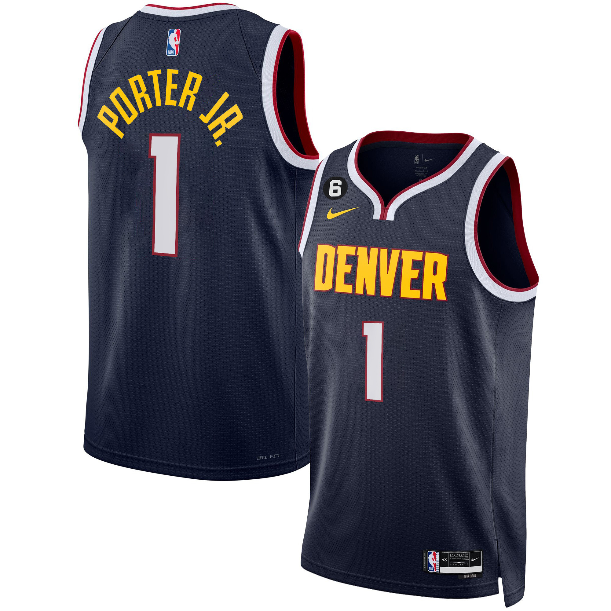 Porter Jr. Men's Denver Nuggets #6 Patch Collection Icon Jersey - All Stitched