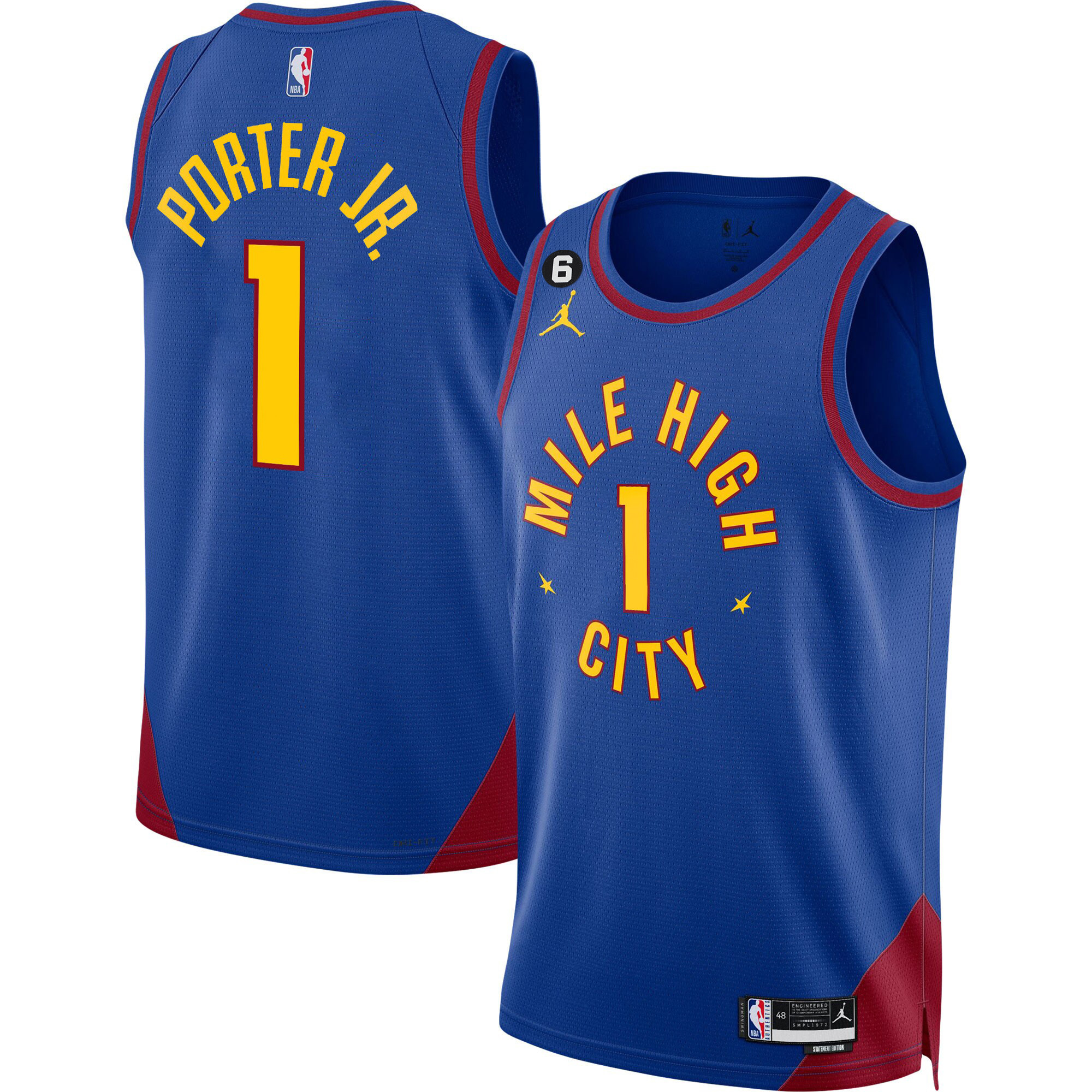 Porter Jr. Men's Denver Nuggets #6 Patch Collection Statement Jersey - All Stitched