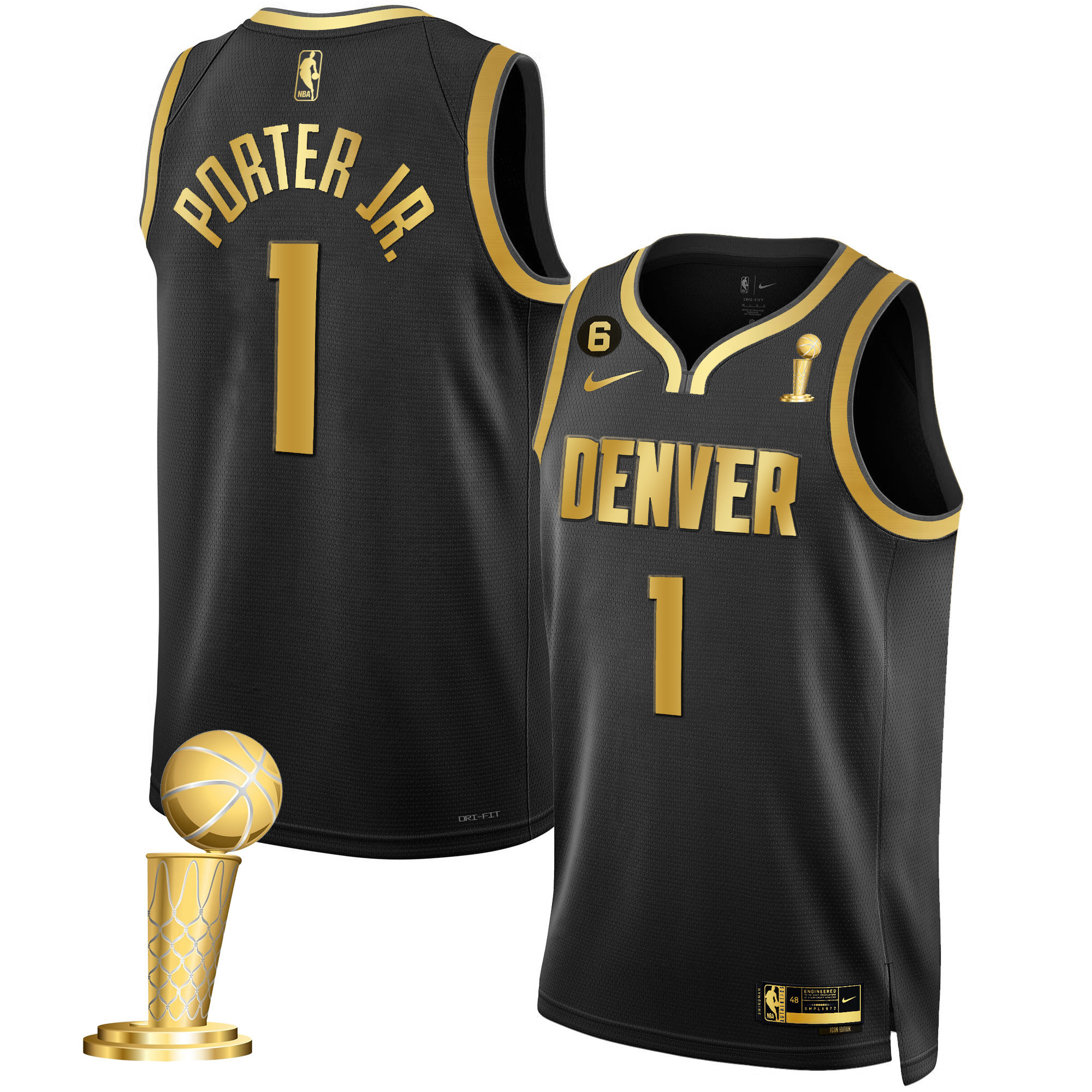 Porter Jr. Men's Denver Nuggets 2023 Champions Black & White Gold Black Gold Jersey - All Stitched