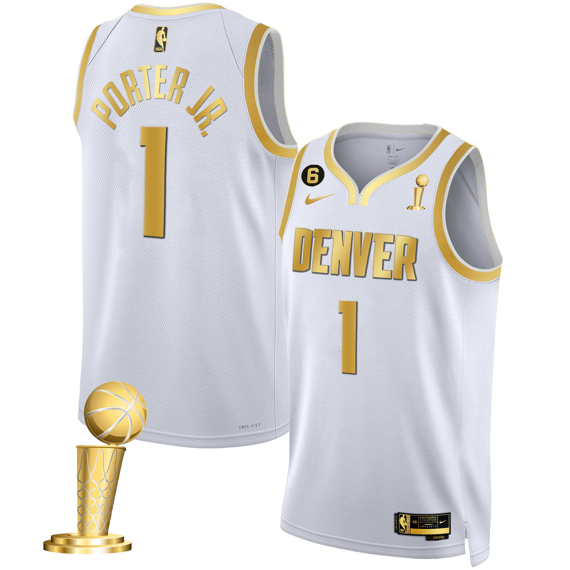 Porter Jr. Men's Denver Nuggets 2023 Champions Black & White Gold Jersey - All Stitched