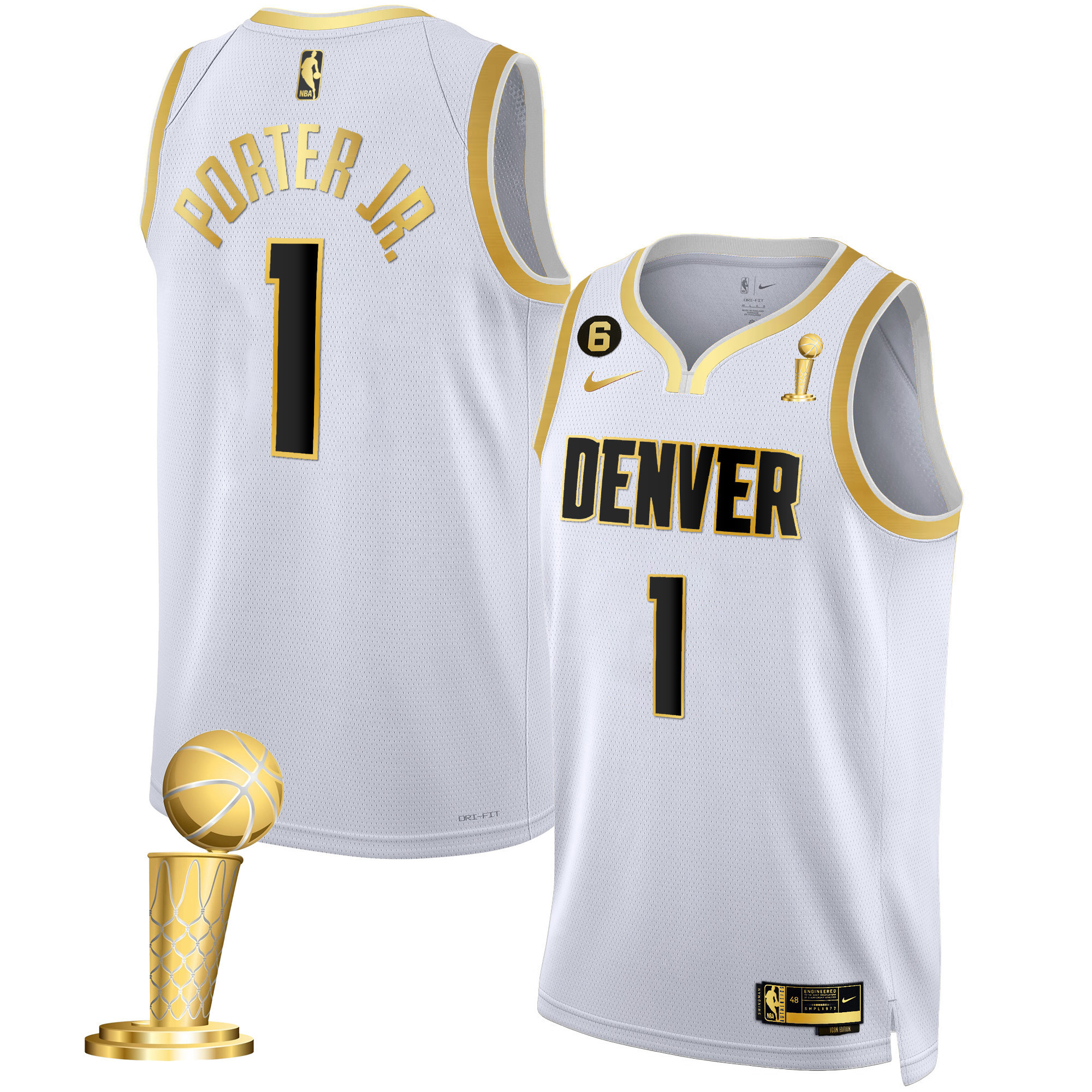 Porter Jr. Men's Denver Nuggets 2023 Champions Collection White Gold Jersey - All Stitched
