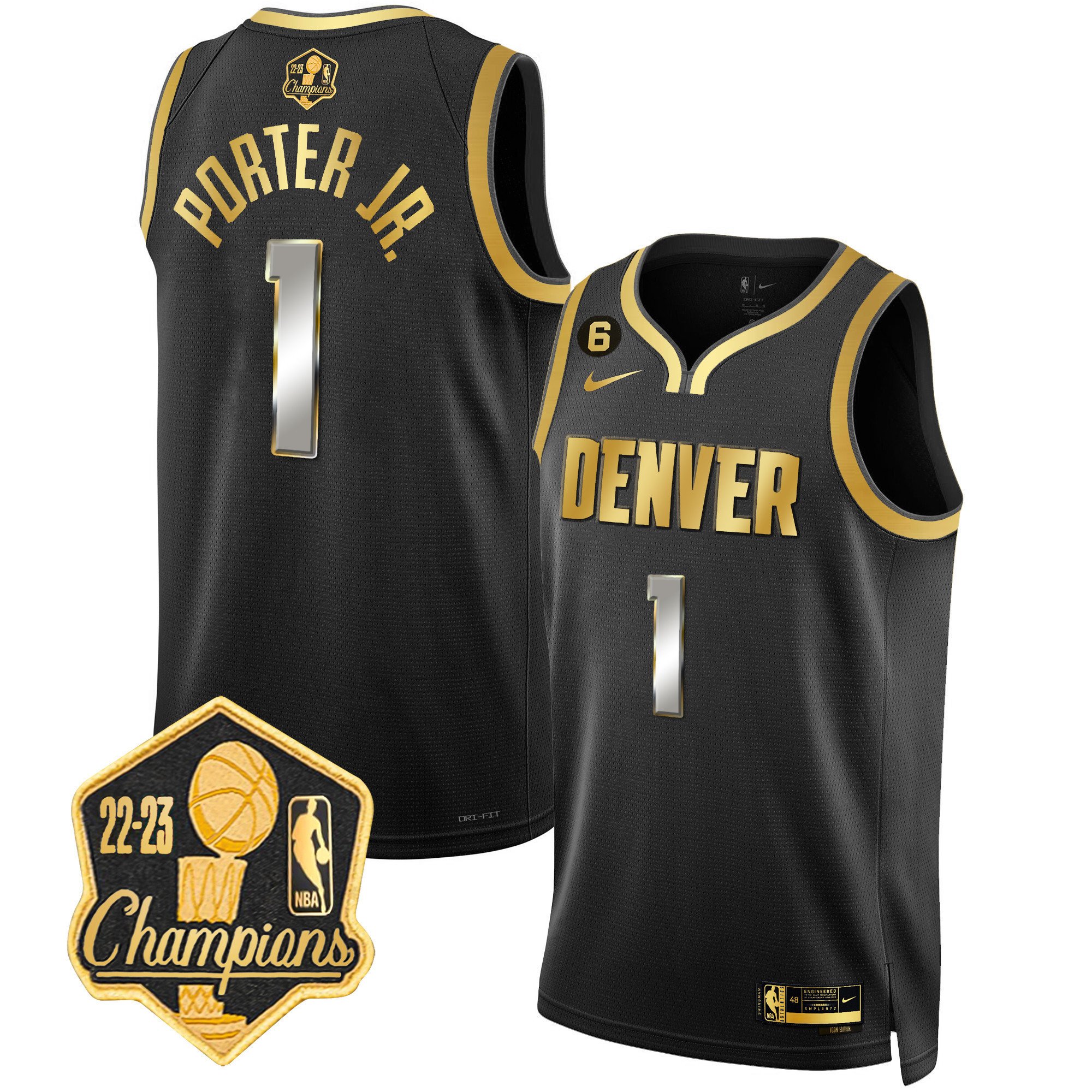 Porter Jr. Men's Denver Nuggets 2023 Champions Limited Patch Black Limited Jersey - All Stitched