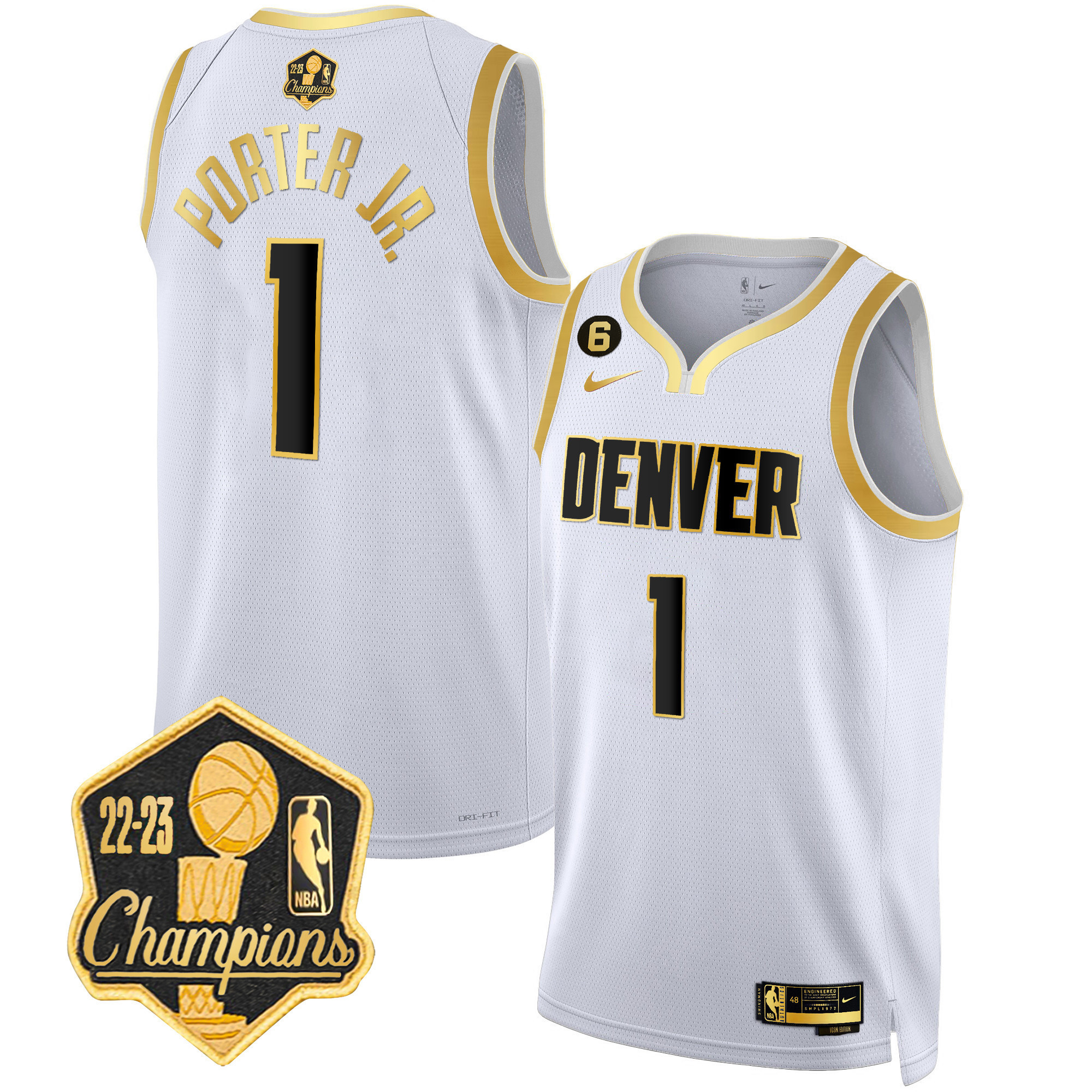 Porter Jr. Men's Denver Nuggets 2023 Champions Limited Patch White Gold Jersey - All Stitched