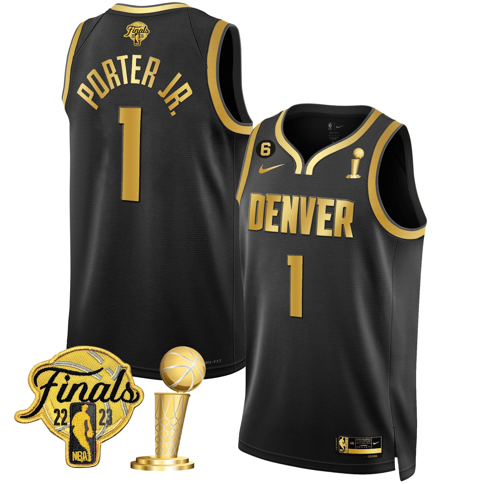 Porter Jr. Men's Denver Nuggets 2023 Finals & Champions Black & White Gold Black Gold Jersey - All Stitched