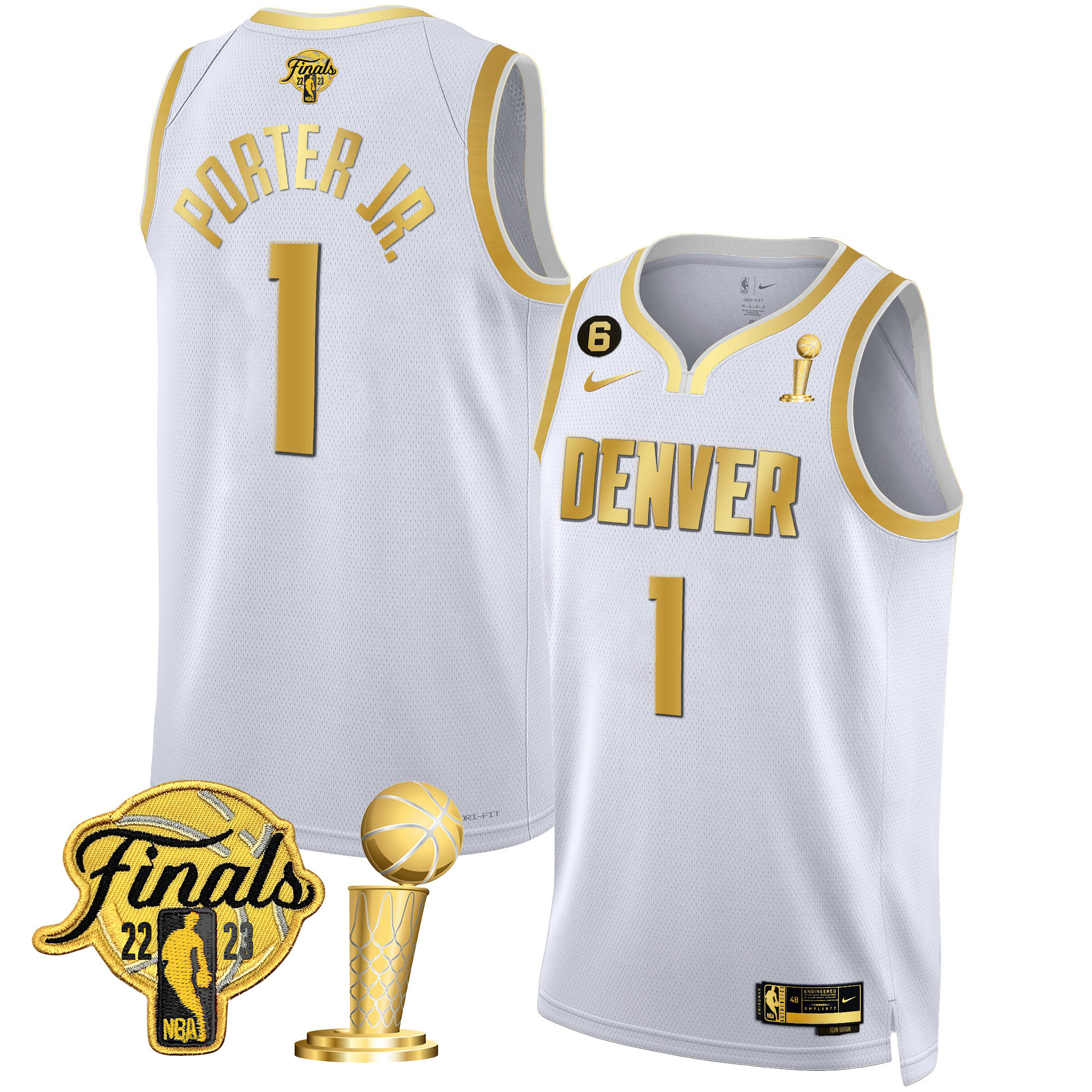 Porter Jr. Men's Denver Nuggets 2023 Finals & Champions Black & White Gold Jersey - All Stitched