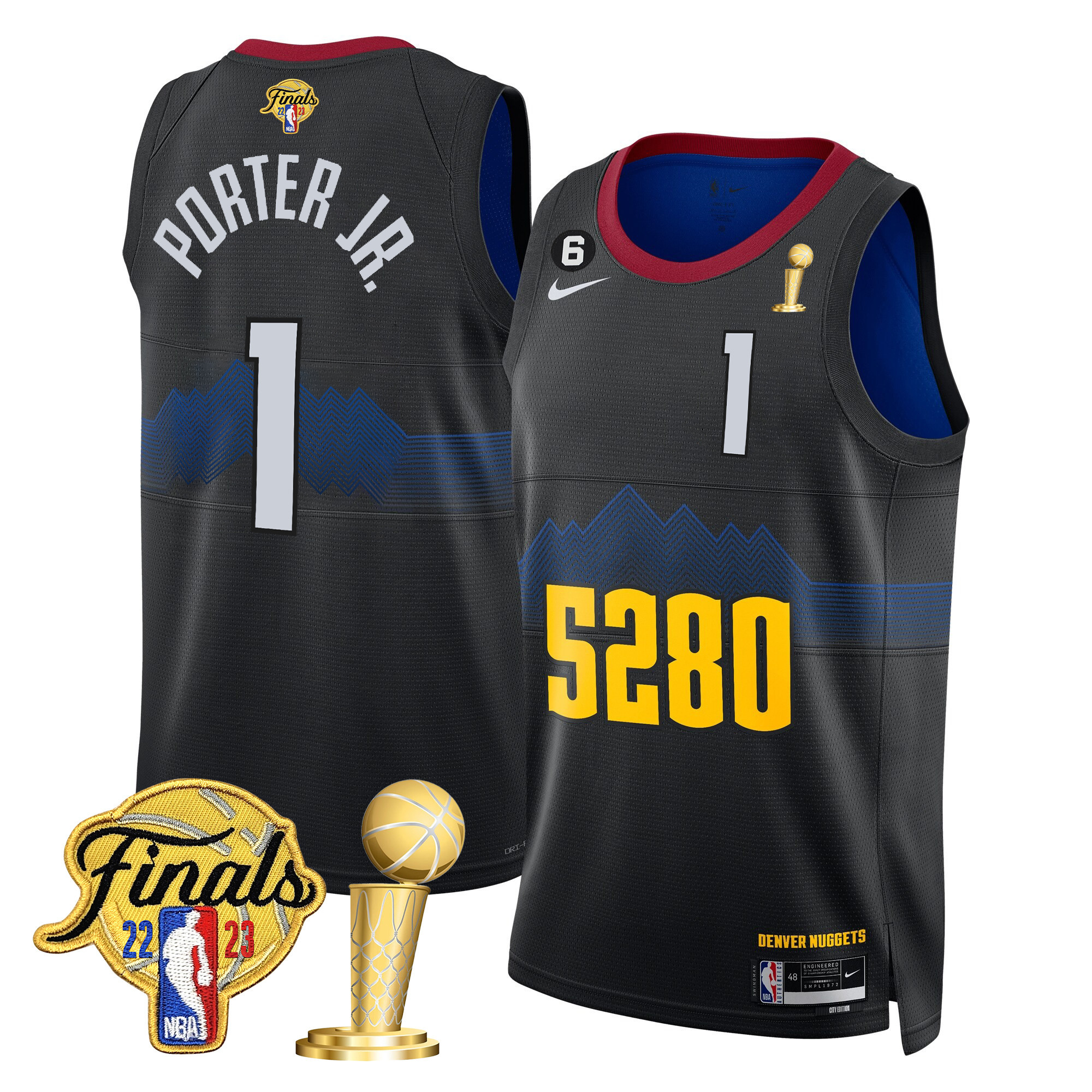 Porter Jr. Men's Denver Nuggets 2023 Finals & Champions Patch 5280 City Jersey - All Stitched