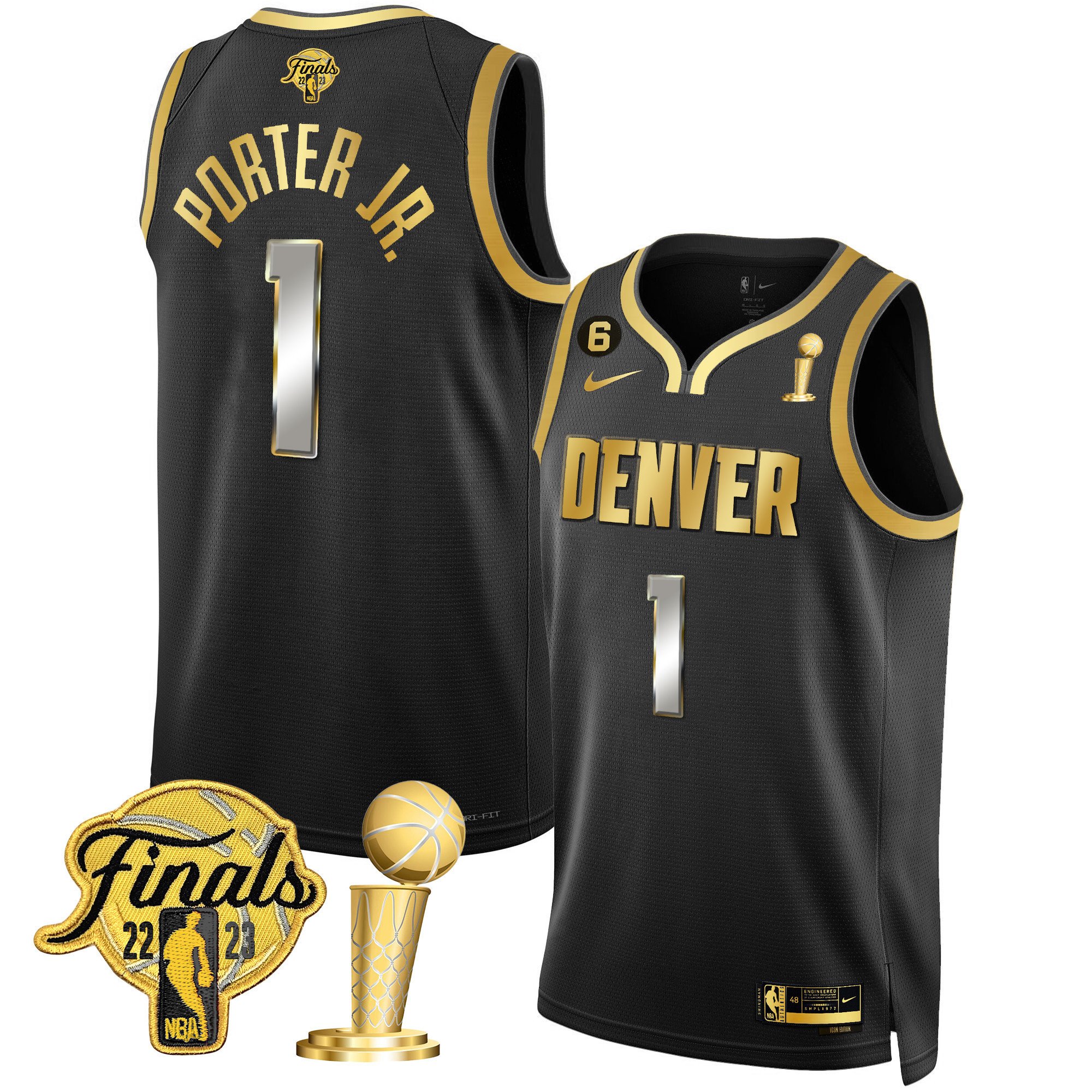 Porter Jr. Men's Denver Nuggets 2023 Finals & Champions Patch Black Limited Jersey - All Stitched