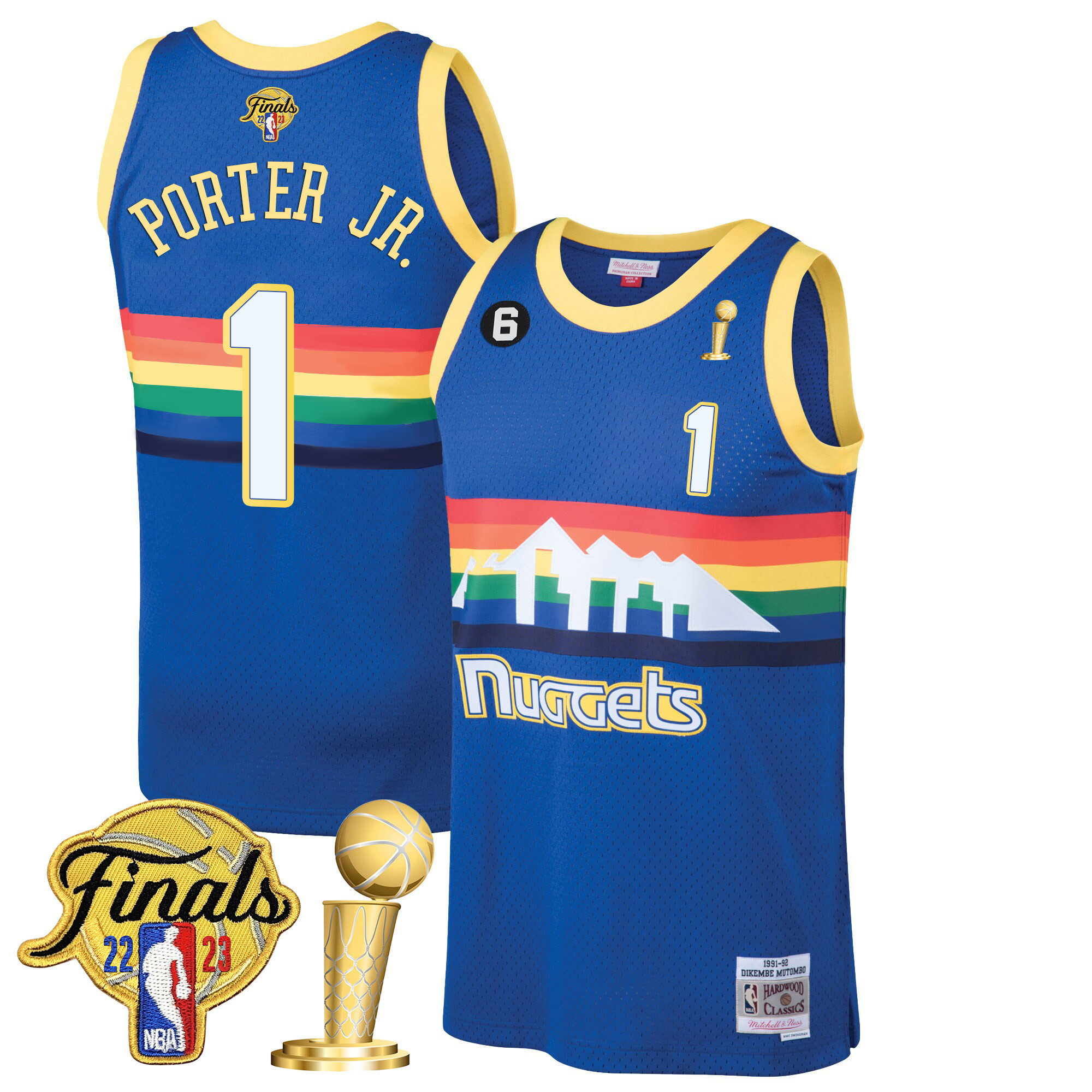 Porter Jr. Men's Denver Nuggets 2023 Finals & Champions Patch Blue Classic Jersey - All Stitched