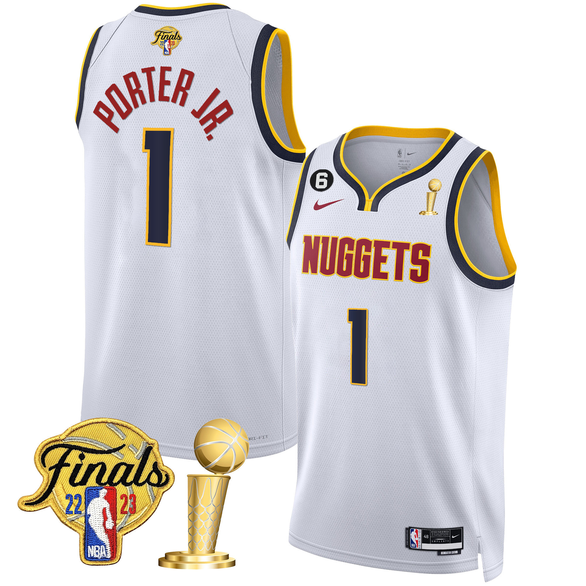 Porter Jr. Men's Denver Nuggets 2023 Finals & Champions Patch Gold Association Jersey - All Stitched