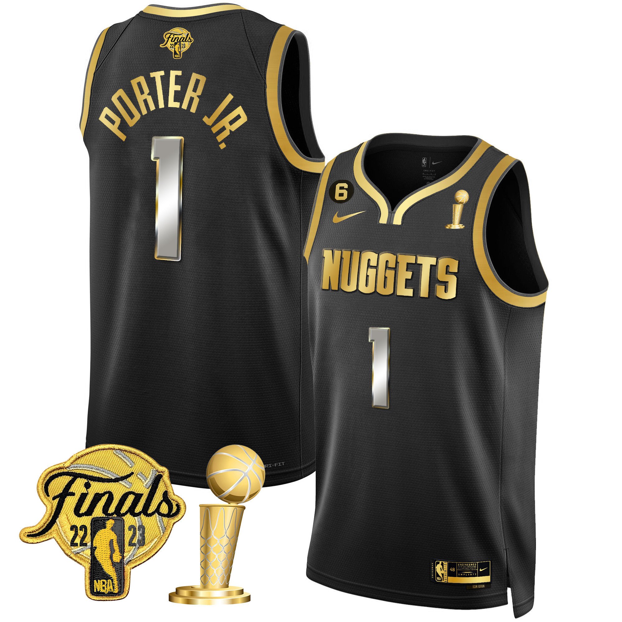 Porter Jr. Men's Denver Nuggets 2023 Finals & Champions Patch Gold Black Limited Jersey - All Stitched