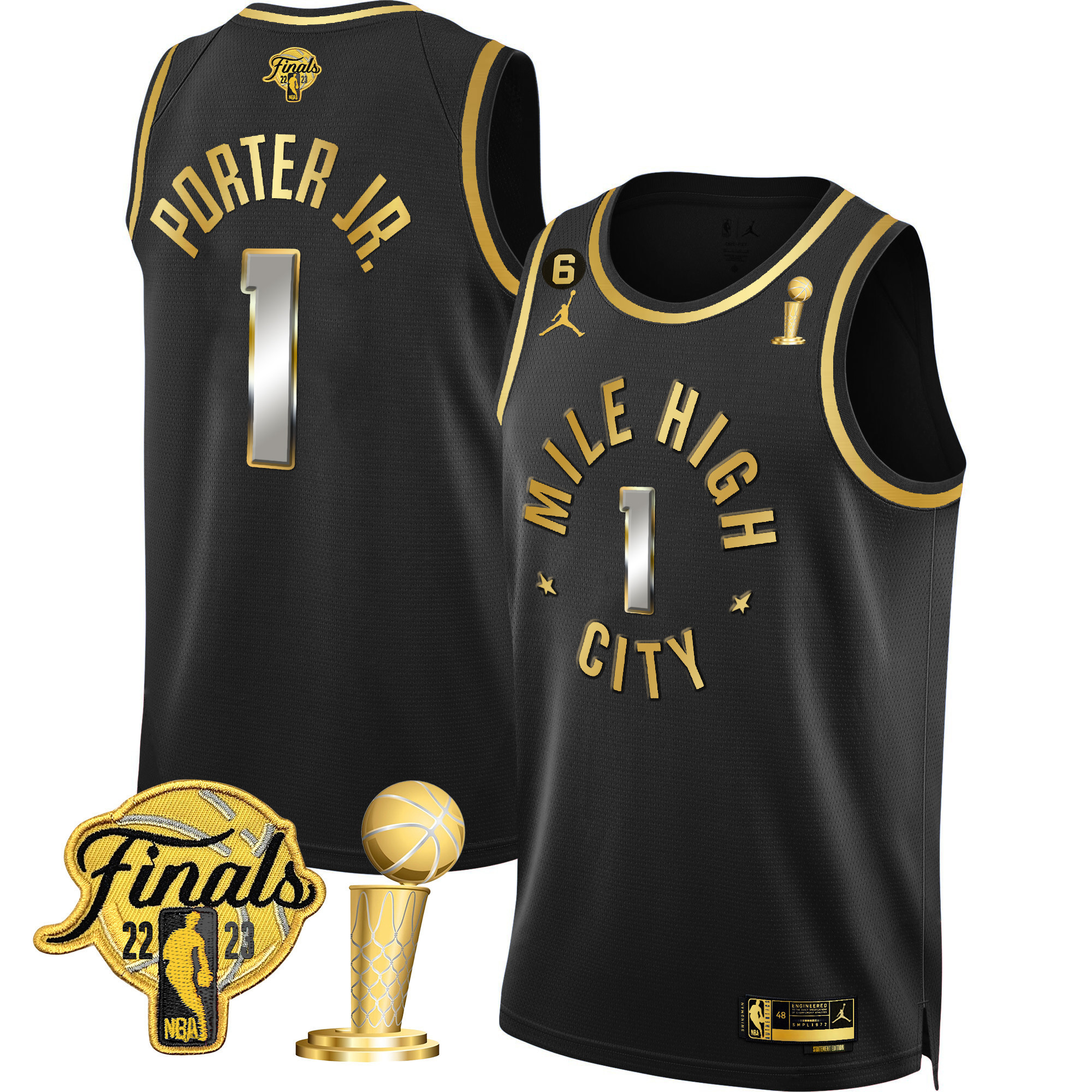 Porter Jr. Men's Denver Nuggets 2023 Finals & Champions Patch Gold Statement Limited Jersey - All Stitched