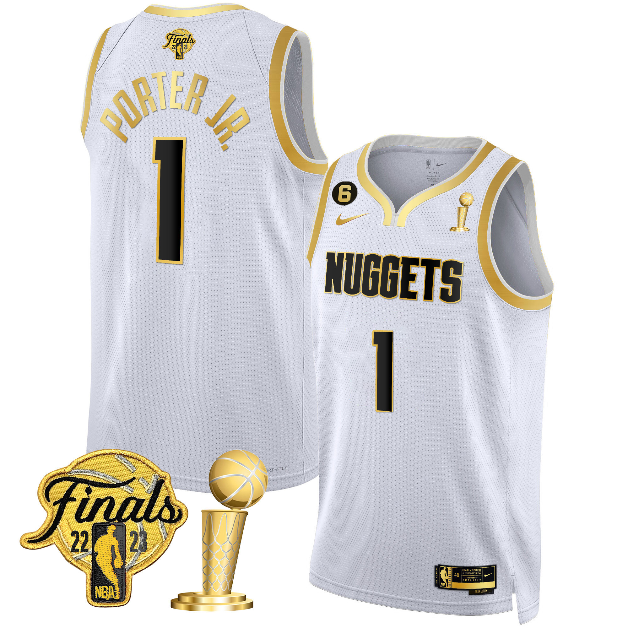 Porter Jr. Men's Denver Nuggets 2023 Finals & Champions Patch Gold White Gold Jersey - All Stitched