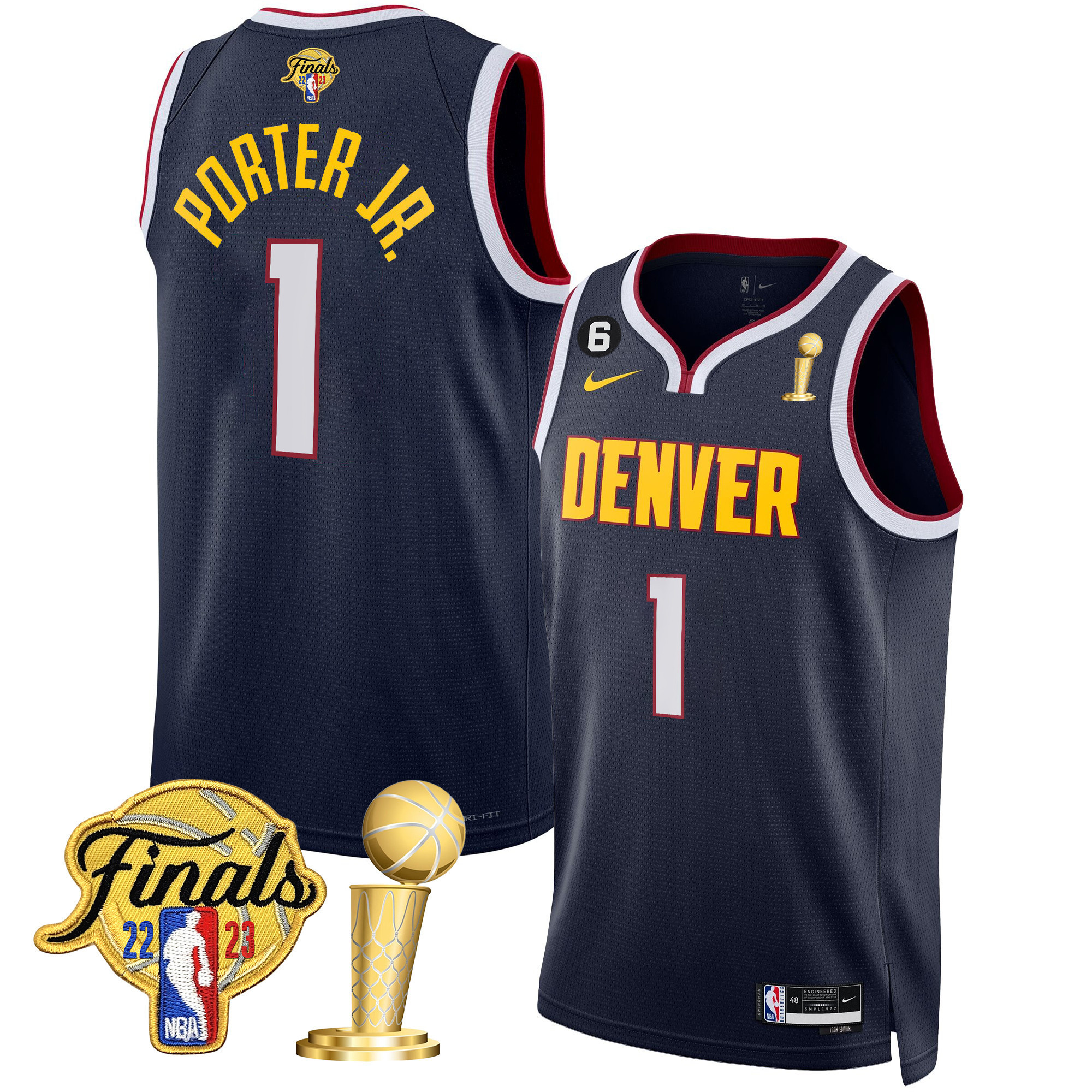 Porter Jr. Men's Denver Nuggets 2023 Finals & Champions Patch Icon Jersey - All Stitched