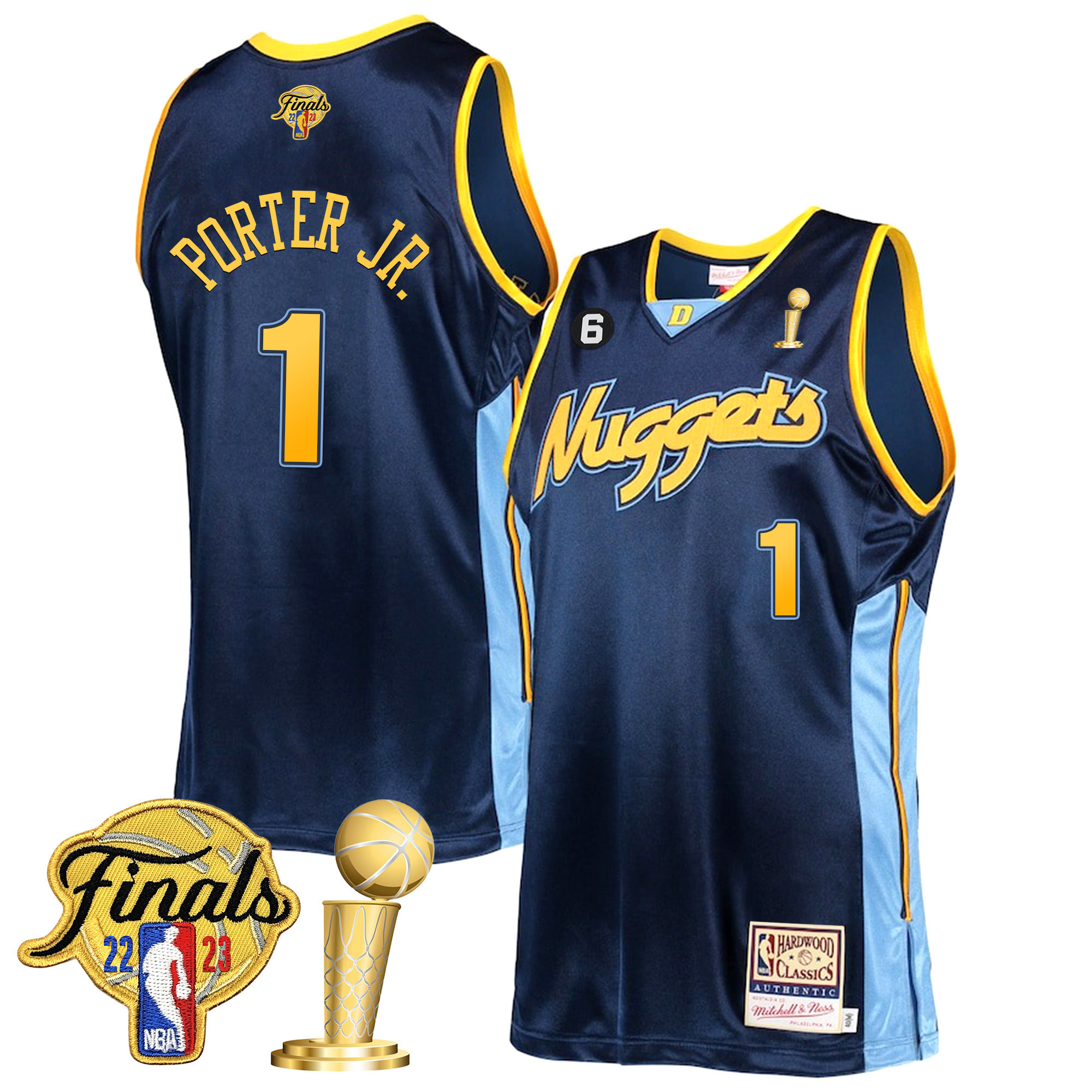 Porter Jr. Men's Denver Nuggets 2023 Finals Patch & Champions Collection V2 Hardwood Classics Jersey - All Stitched