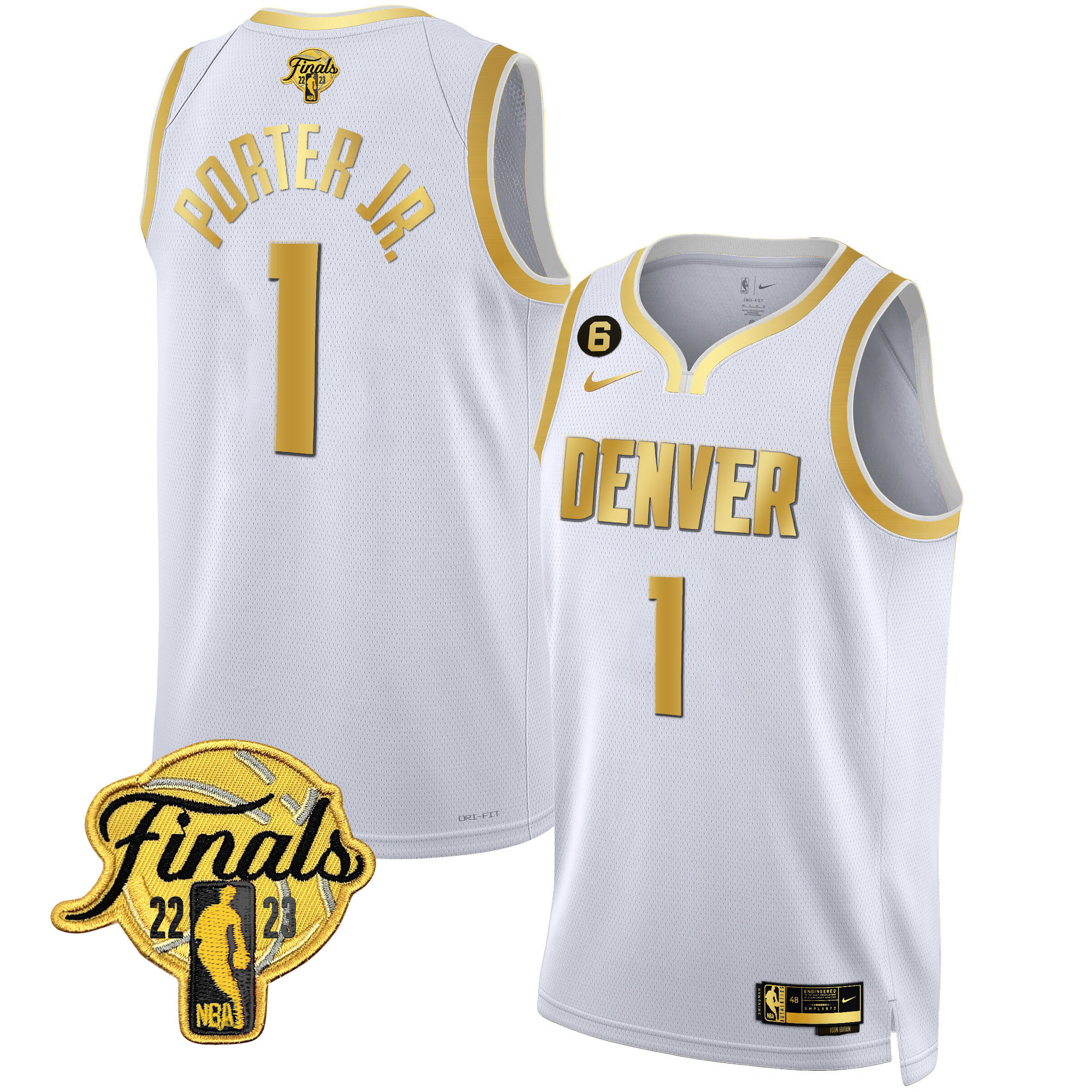 Porter Jr. Men's Denver Nuggets 2023 Finals Patch Black & White Gold Jersey - All Stitched