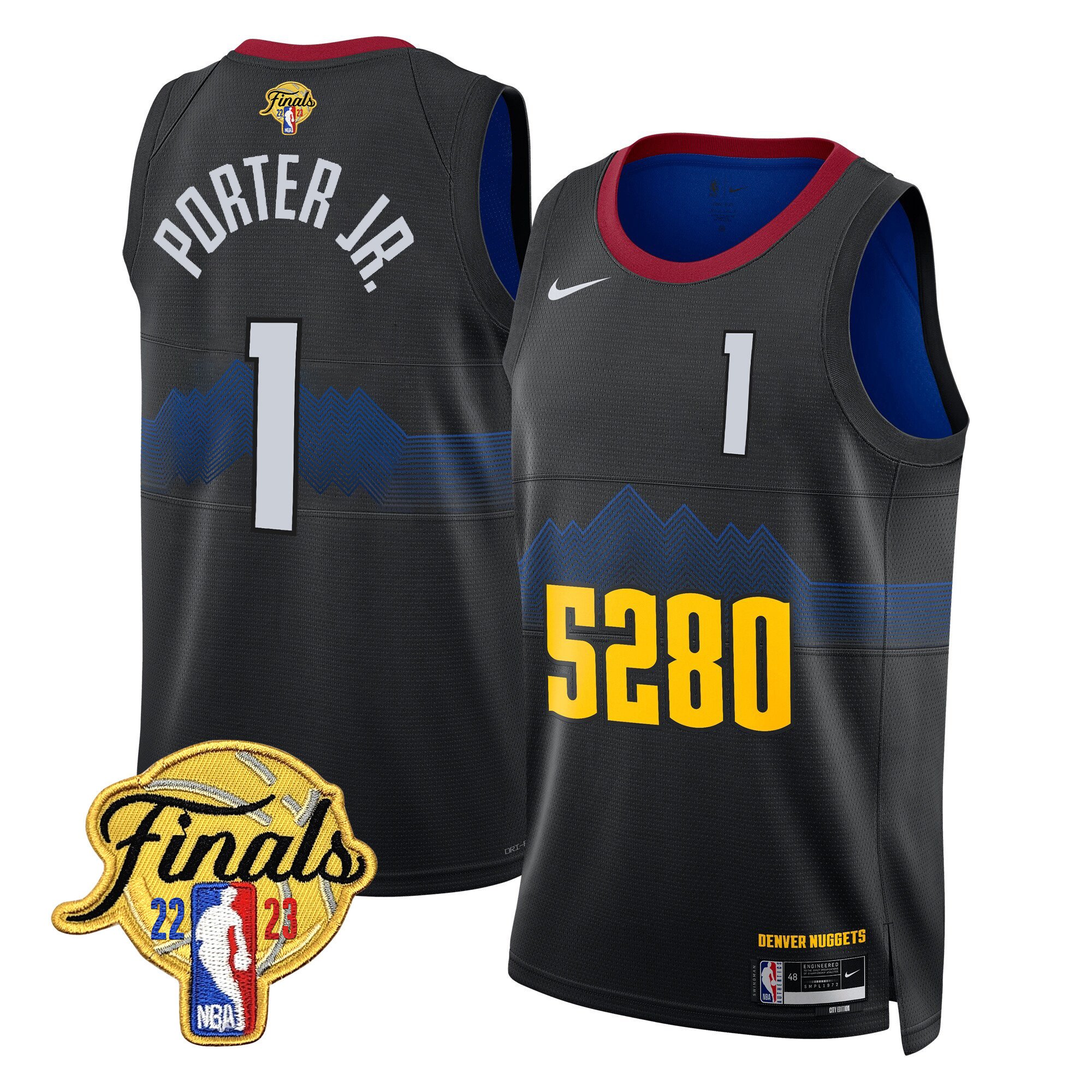 Porter Jr. Men's Denver Nuggets 2023 Finals Patch Collection V2 5280 City Jersey - All Stitched
