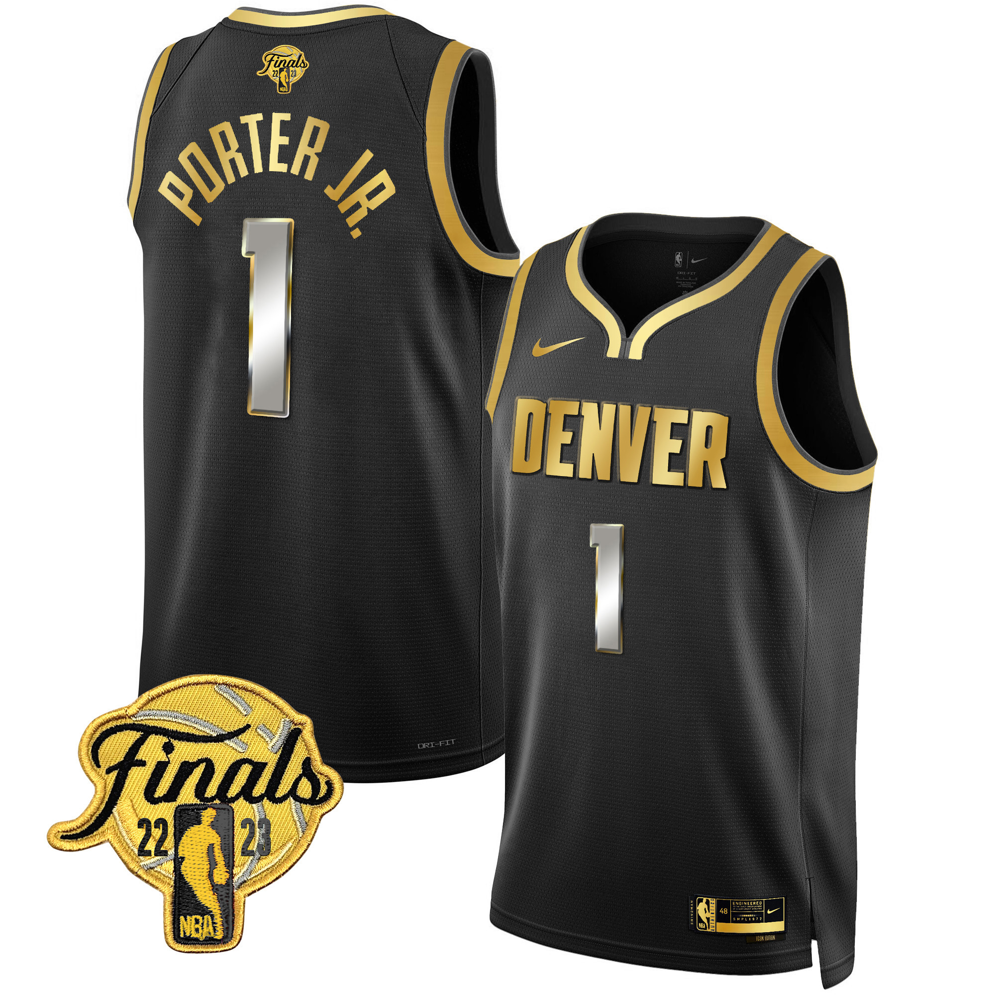 Porter Jr. Men's Denver Nuggets 2023 Finals Patch Collection V2 Black Limited Jersey - All Stitched