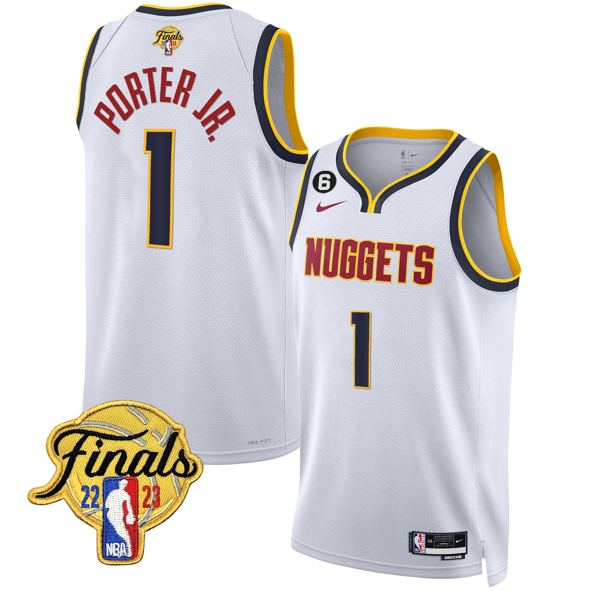 Porter Jr. Men's Denver Nuggets 2023 Finals Patch Gold Association Jersey - All Stitched