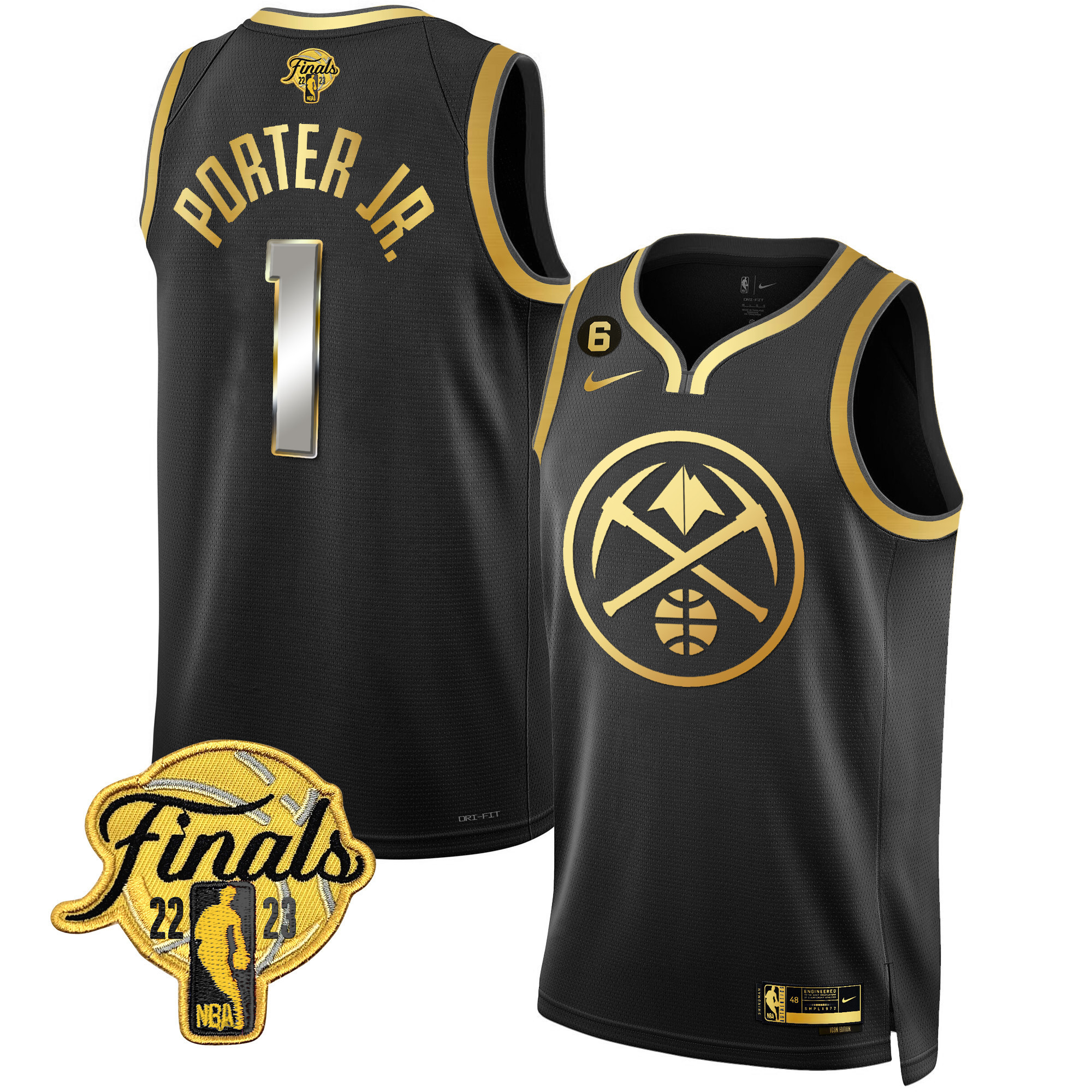 Porter Jr. Men's Denver Nuggets 2023 Finals Patch Gold Special Black Limited Jersey - All Stitched