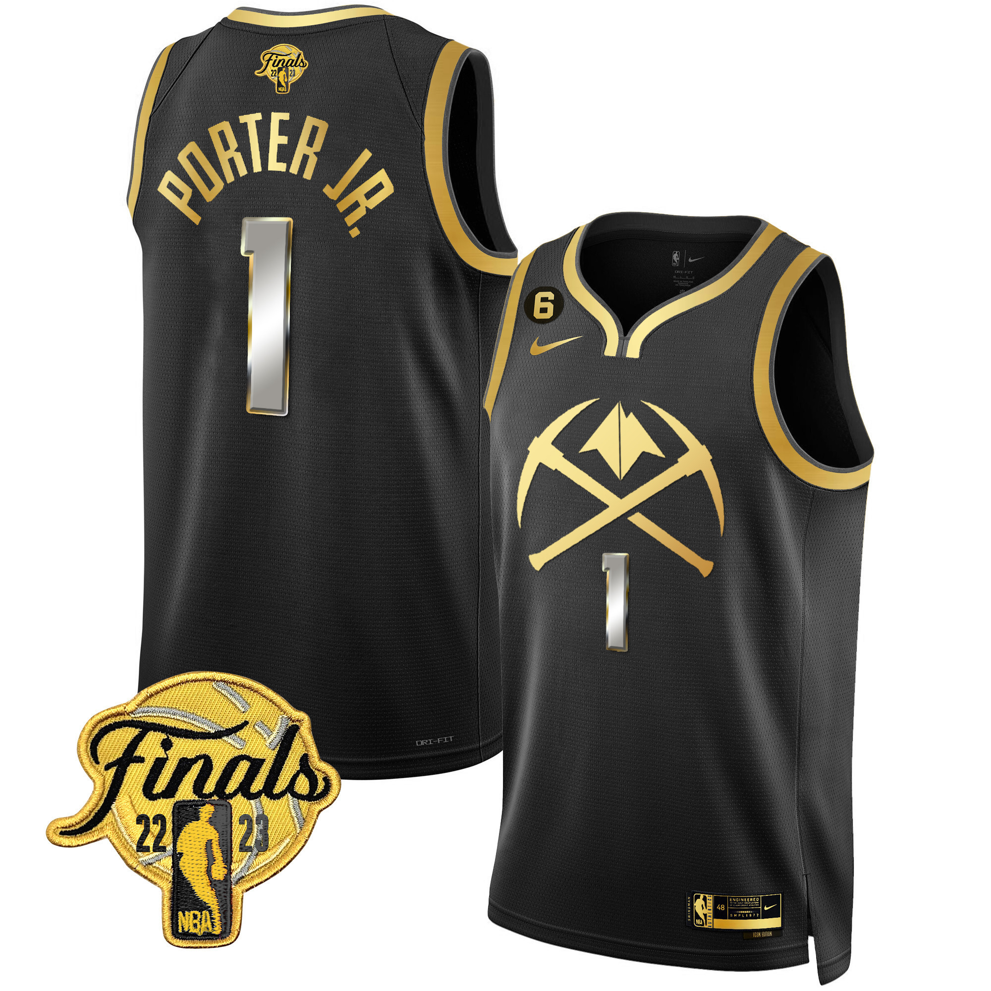 Porter Jr. Men's Denver Nuggets 2023 Finals Patch Gold Special V2 Black Limited Jersey - All Stitched