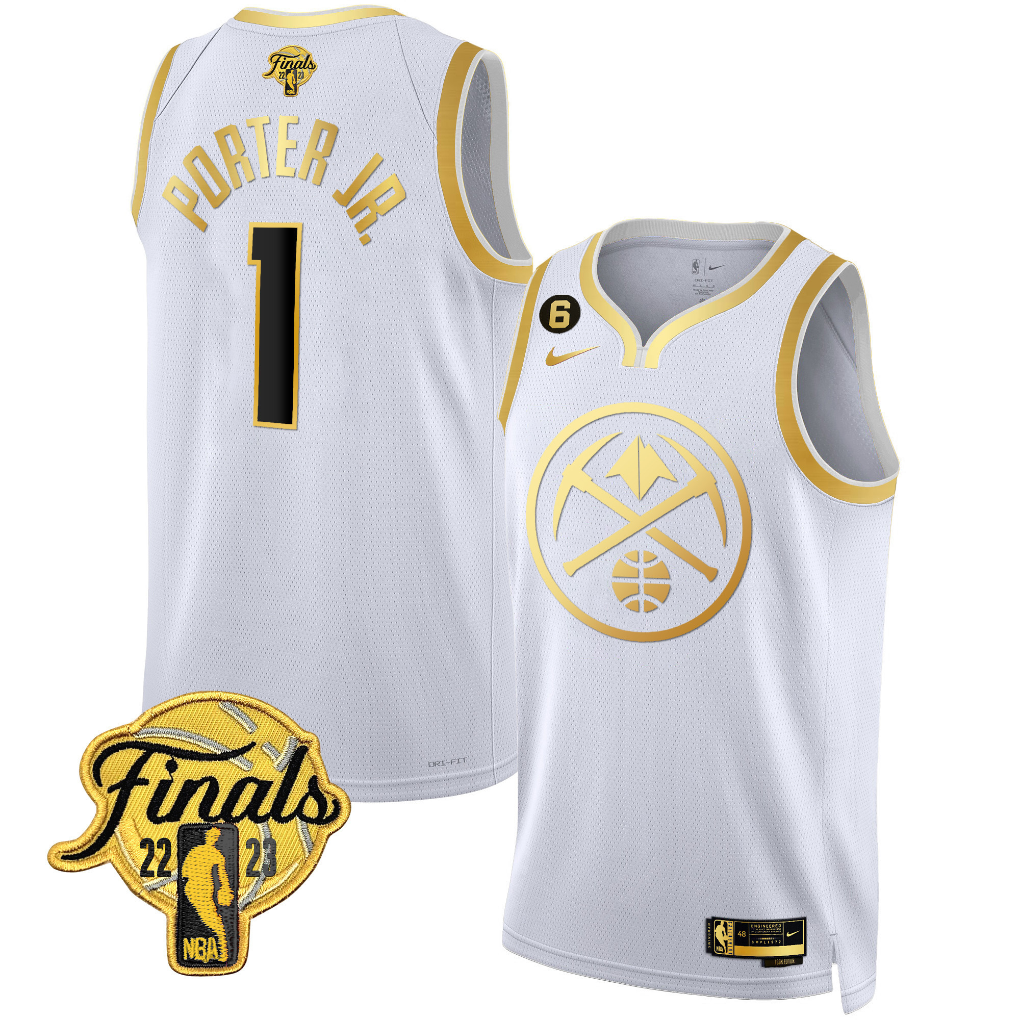 Porter Jr. Men's Denver Nuggets 2023 Finals Patch Gold Special White Gold Jersey - All Stitched