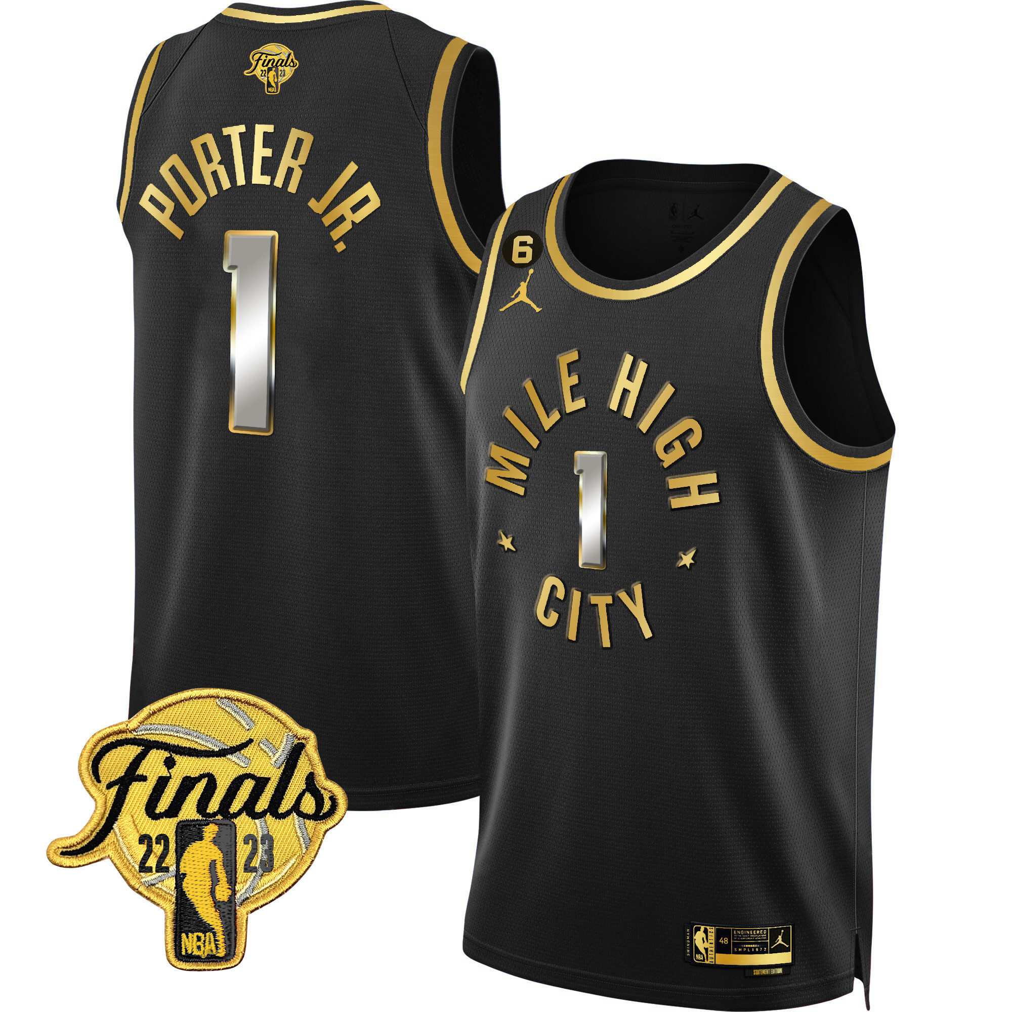 Porter Jr. Men's Denver Nuggets 2023 Finals Patch Gold Statement Limited Jersey - All Stitched
