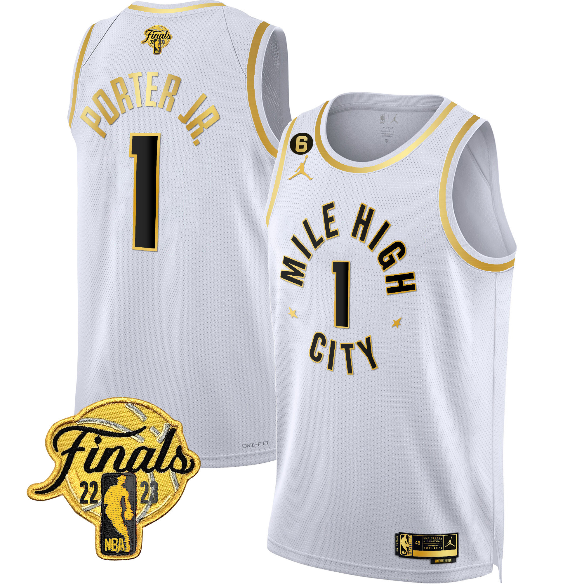 Porter Jr. Men's Denver Nuggets 2023 Finals Patch Gold Statement White Jersey - All Stitched