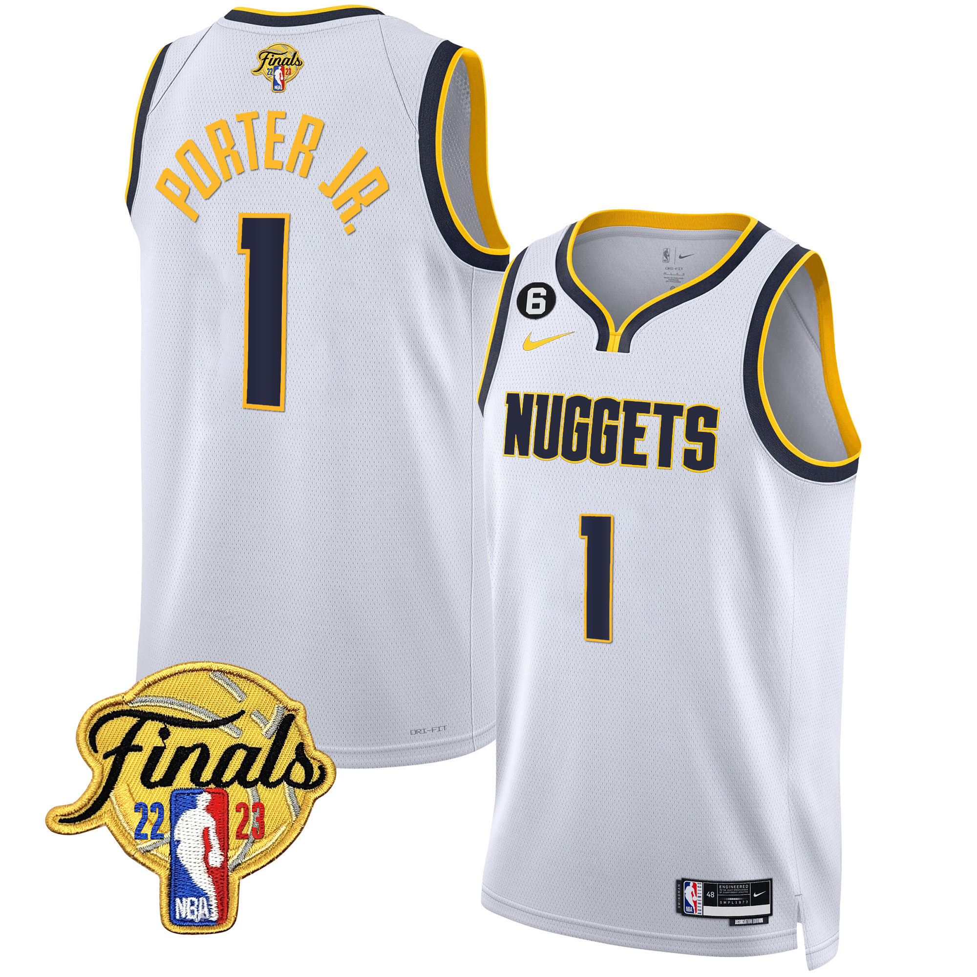 Porter Jr. Men's Denver Nuggets 2023 Finals Patch Gold Trim Association Jersey - All Stitched